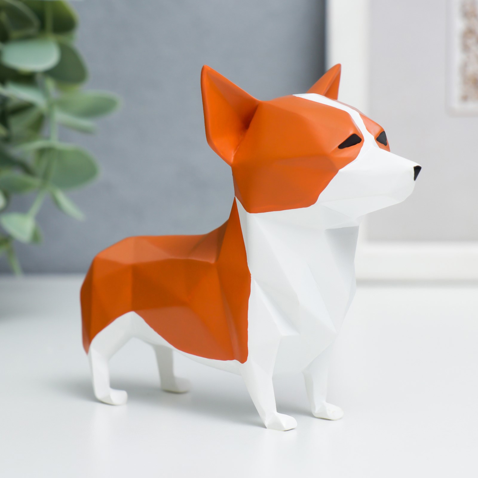 Изображение товара Сувенир интерьерный 3D "Корги" бело-рыжий 9x10 см
