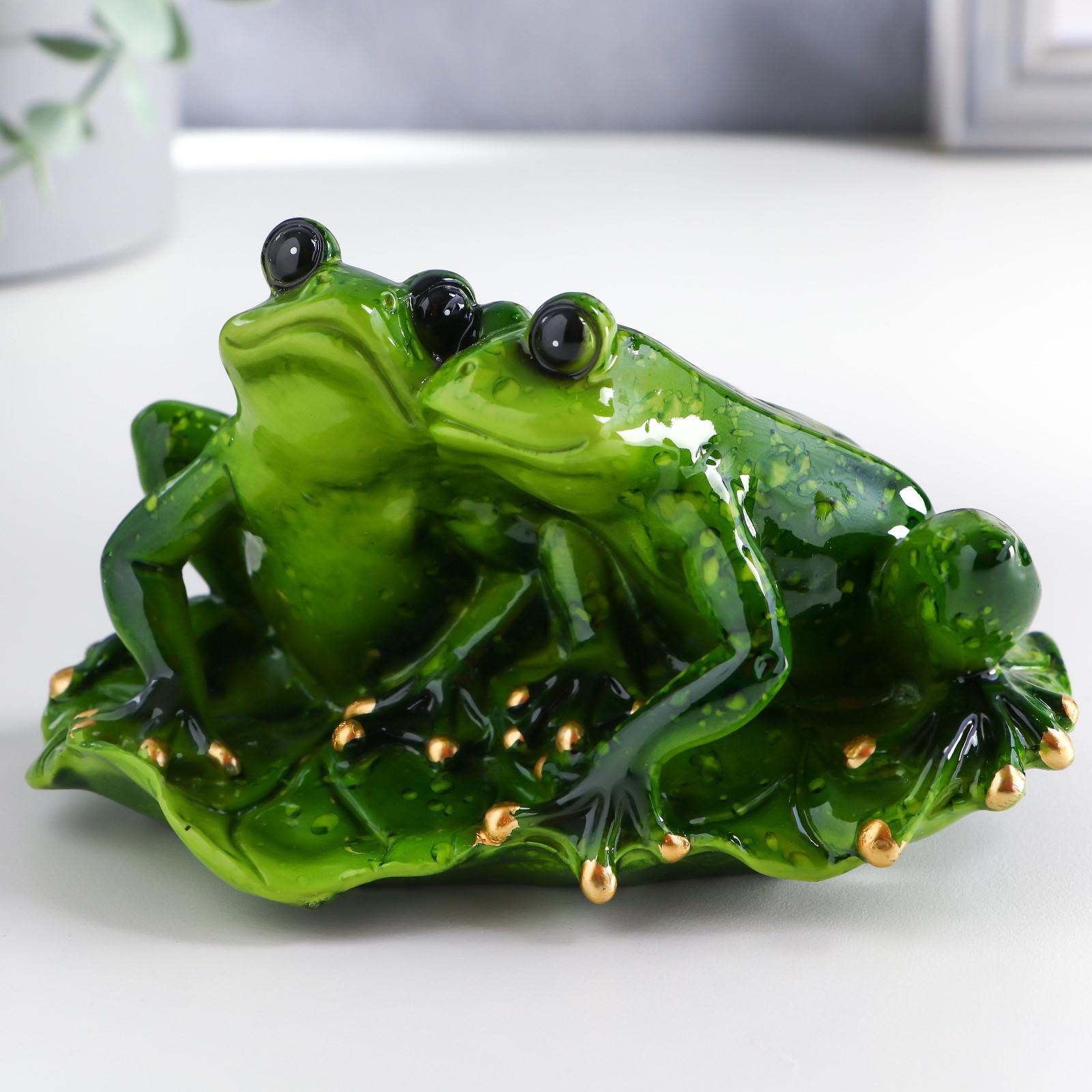 Изображение товара Сувенир интерьерный "Лягушки на листе" 8.5x14x9.5 см