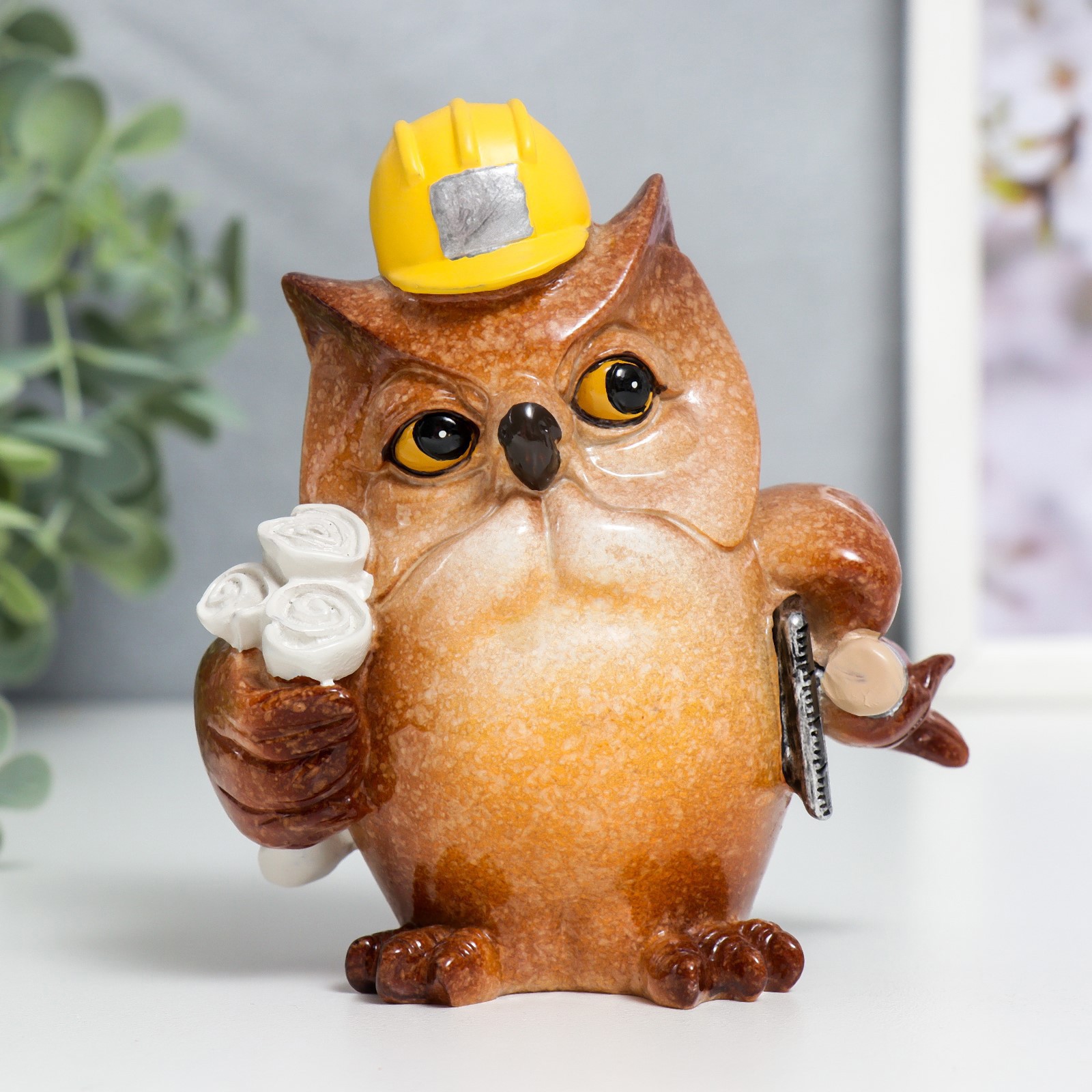 Изображение товара Сувенир интерьерный "Филин - Инженер" 10.5x5.7x9.5 см