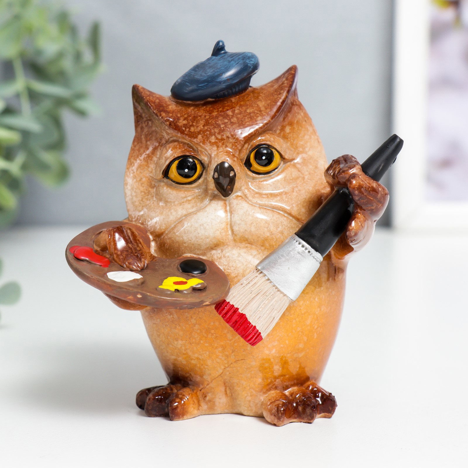 Изображение товара Сувенир интерьерный "Филин - Художник" 10x8x8.5 см