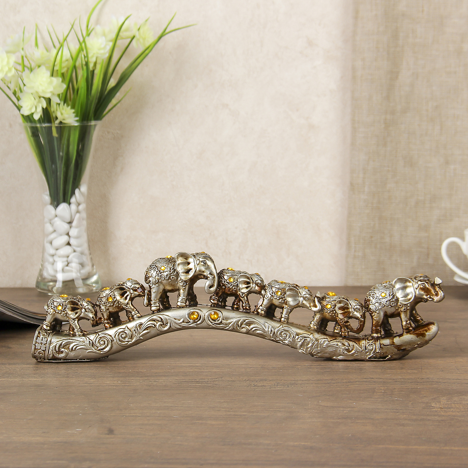 Изображение товара Сувенир Караван из семи слонов, 9x32,5x3,5 см