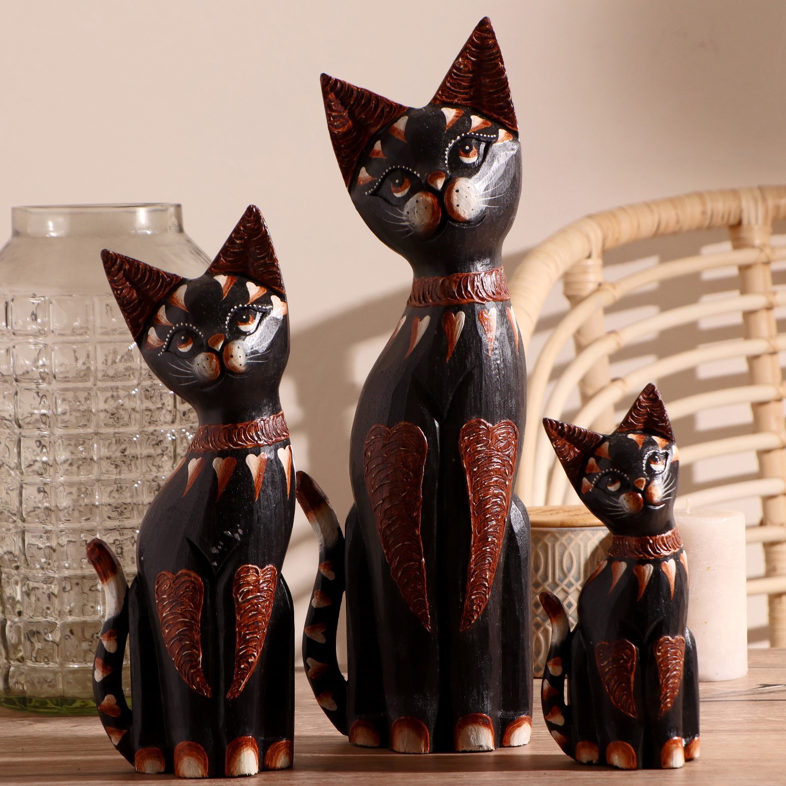 Изображение товара Набор интерьерных сувениров 3 шт Кошки высота 20.30.40 см