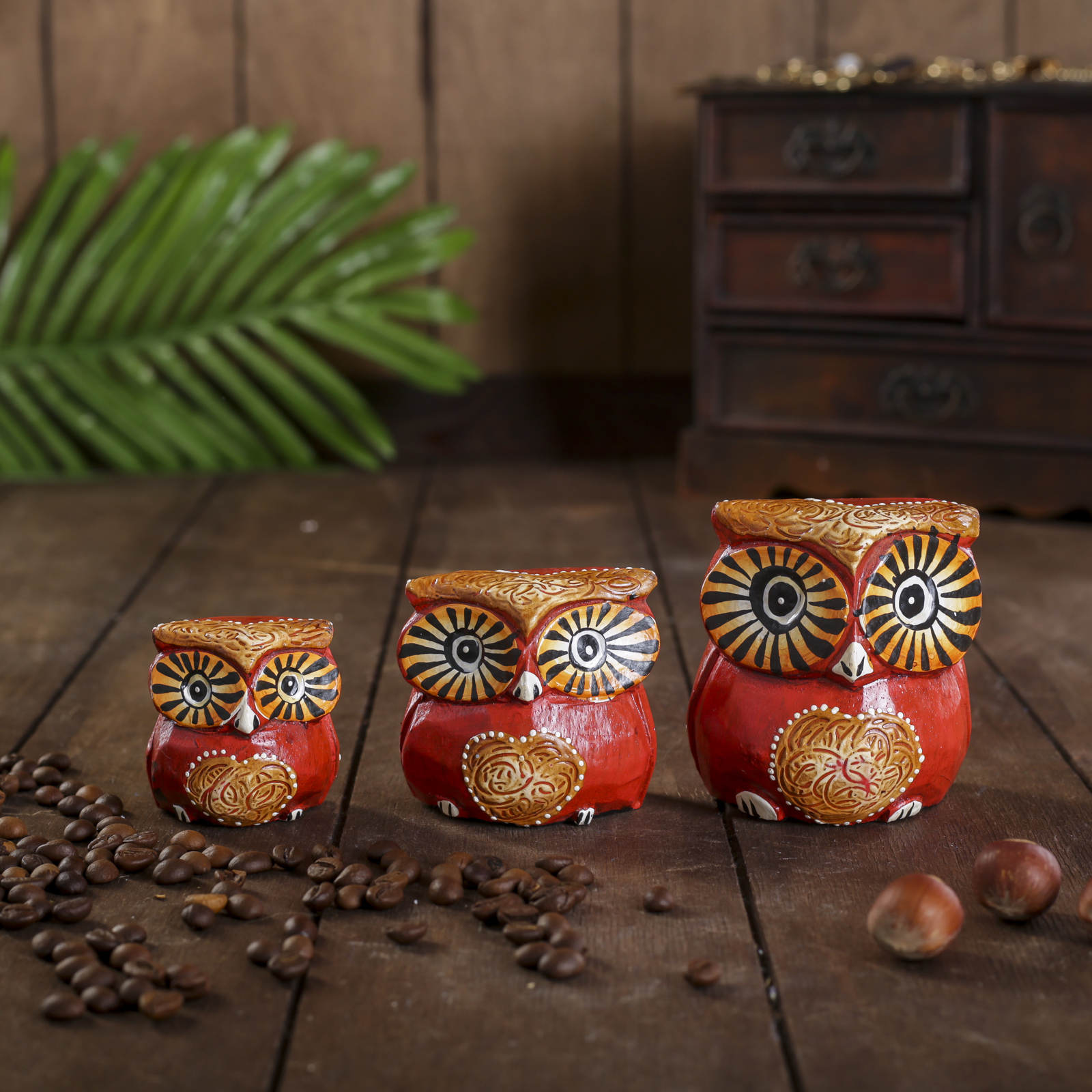 Изображение товара Набор сувениров интерьерных 3 шт "Совы с сердечками" 6x19x8 см