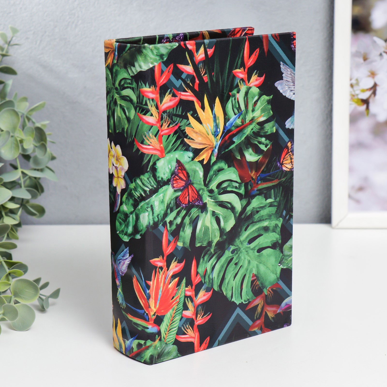 Изображение товара Шкатулка-сейф книга Тропические цветы 21x13x5 см