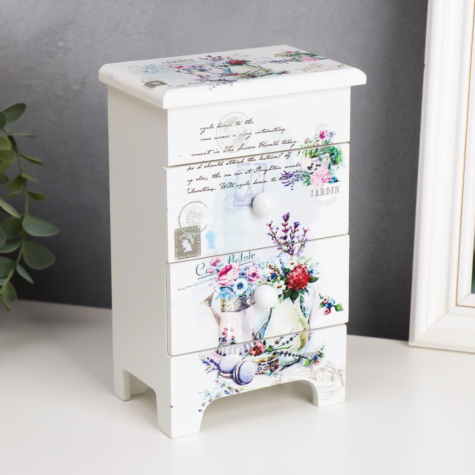 Изображение товара Шкатулка универсальная комод 3 ящика "Прованс. Цветы" 18.5x11.5x7.5 см