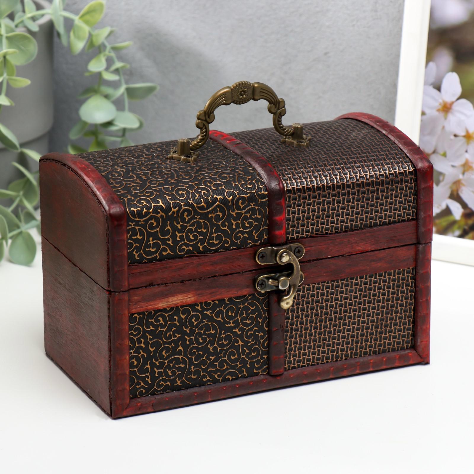 Изображение товара Шкатулка универсальная "Завитки и сеточка" сундучок 10.5x18x12 см