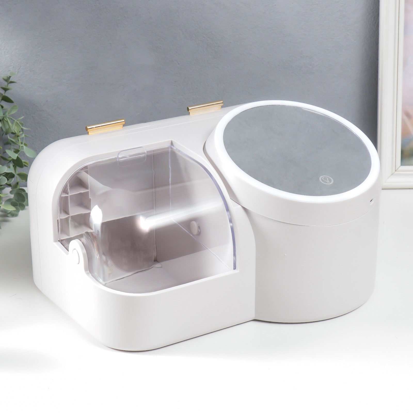 Изображение товара Шкатулка для косметики зеркало с подсветкой "Белоснежная" 37.5x22x31 см