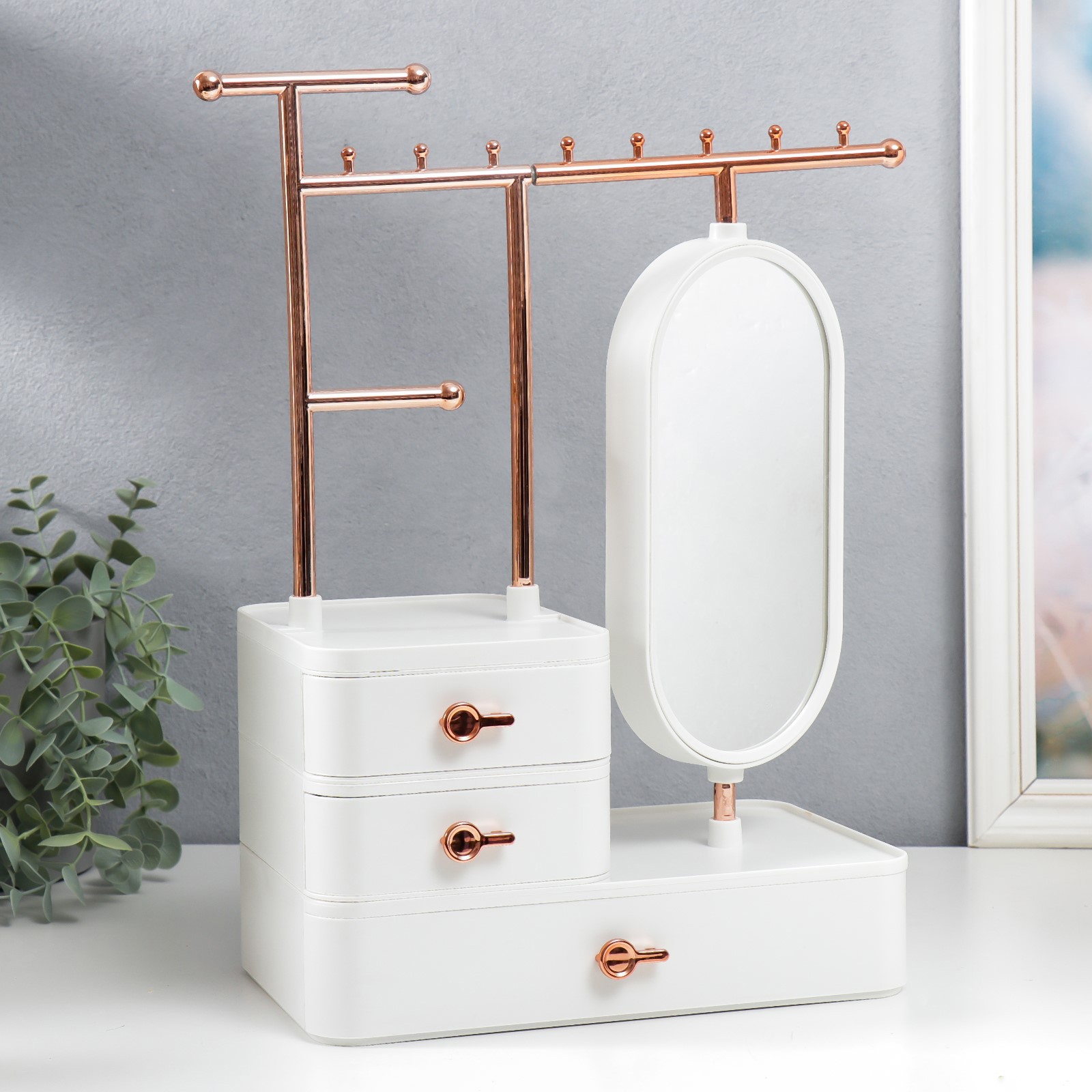 Изображение товара Шкатулка для украшений с зеркалом "Белоснежная" 37.5x15x25 см