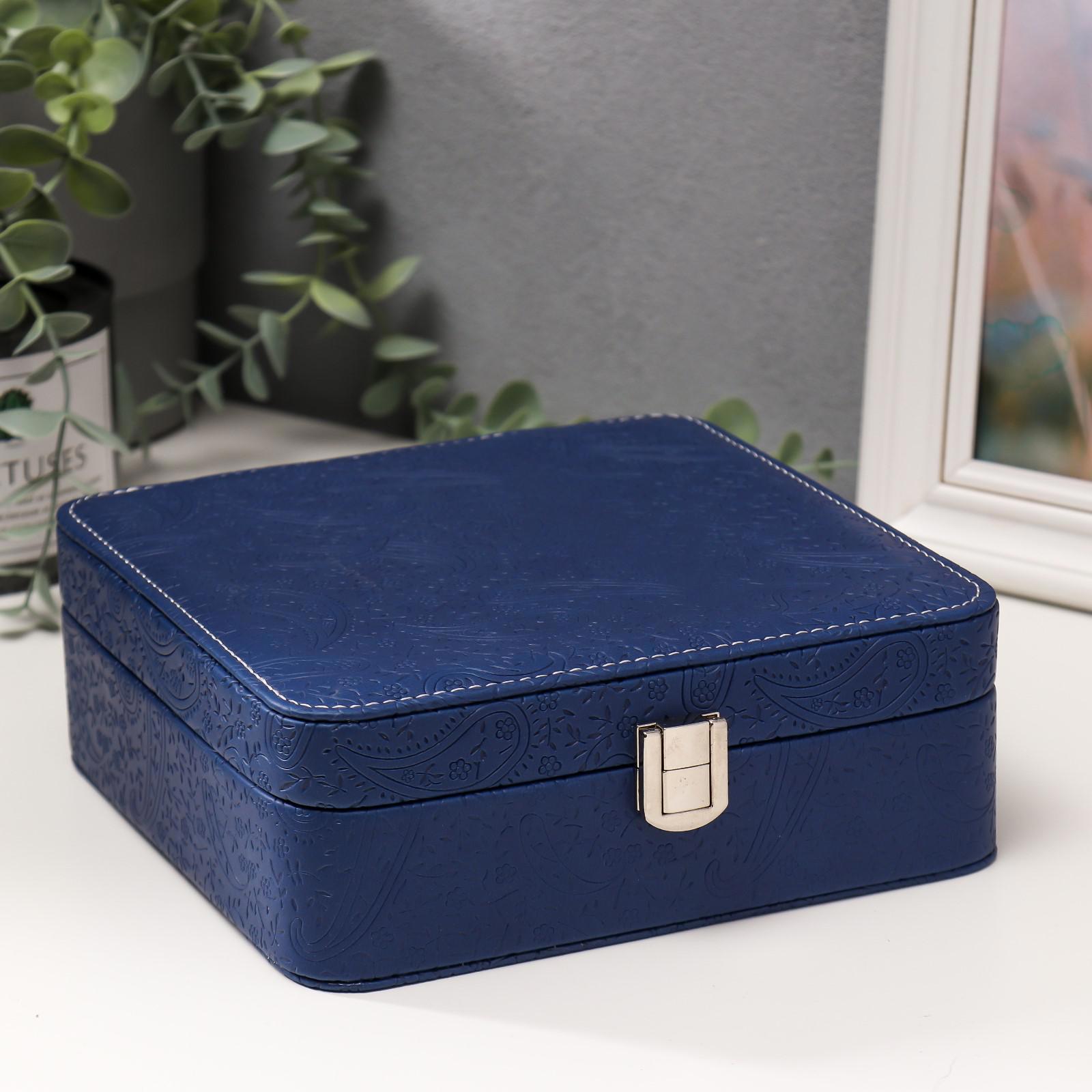 Изображение товара Шкатулка для украшений «Восточные огурцы» синяя 6,5x18x18 см