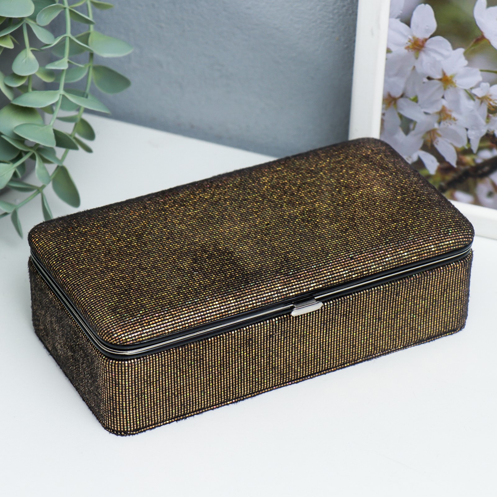 Изображение товара Шкатулка для украшений Мелкие квадратики Шоколад 6x9.8x18.5 см