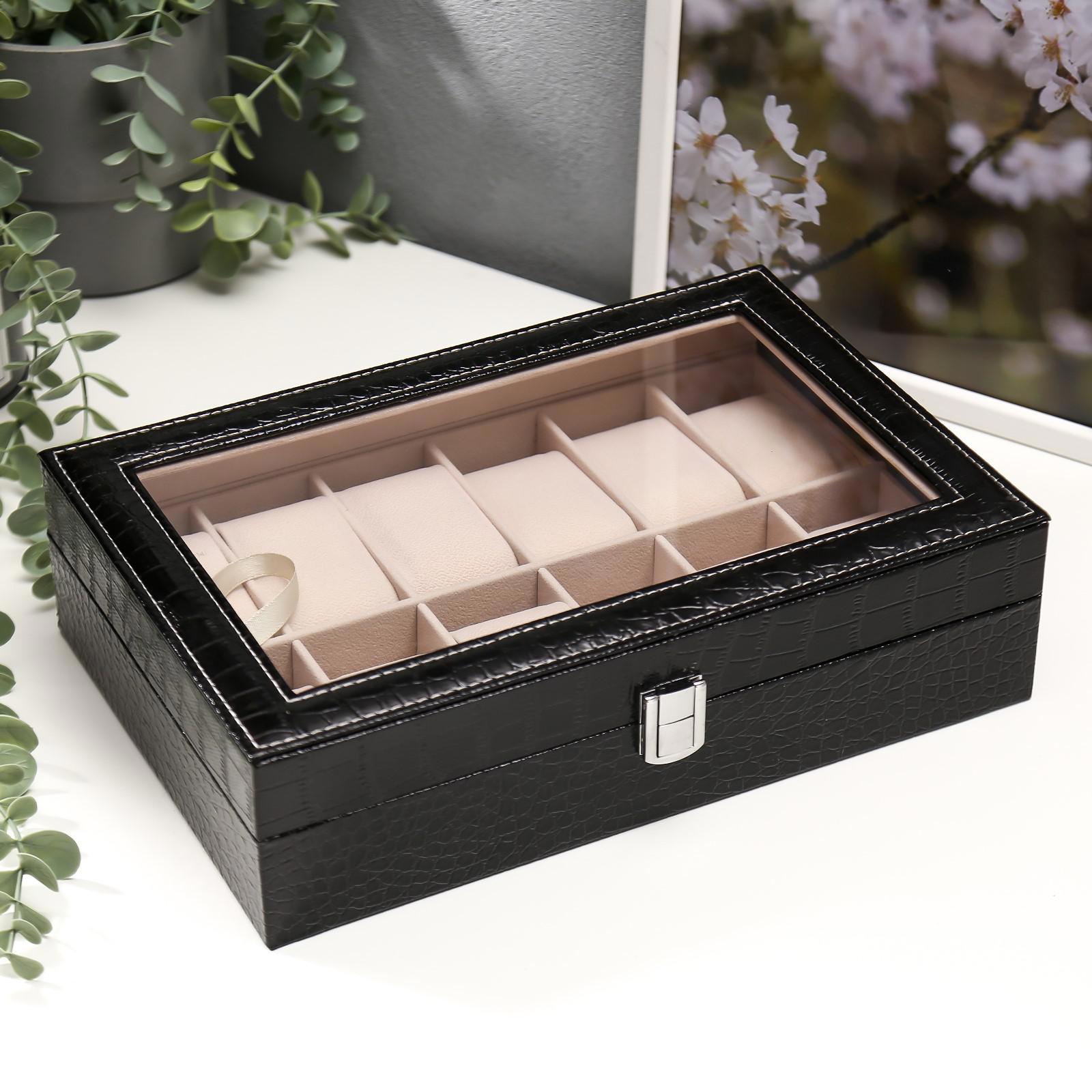 Изображение товара Шкатулка под часы 12 отделений "Черный питон" SIMALAND