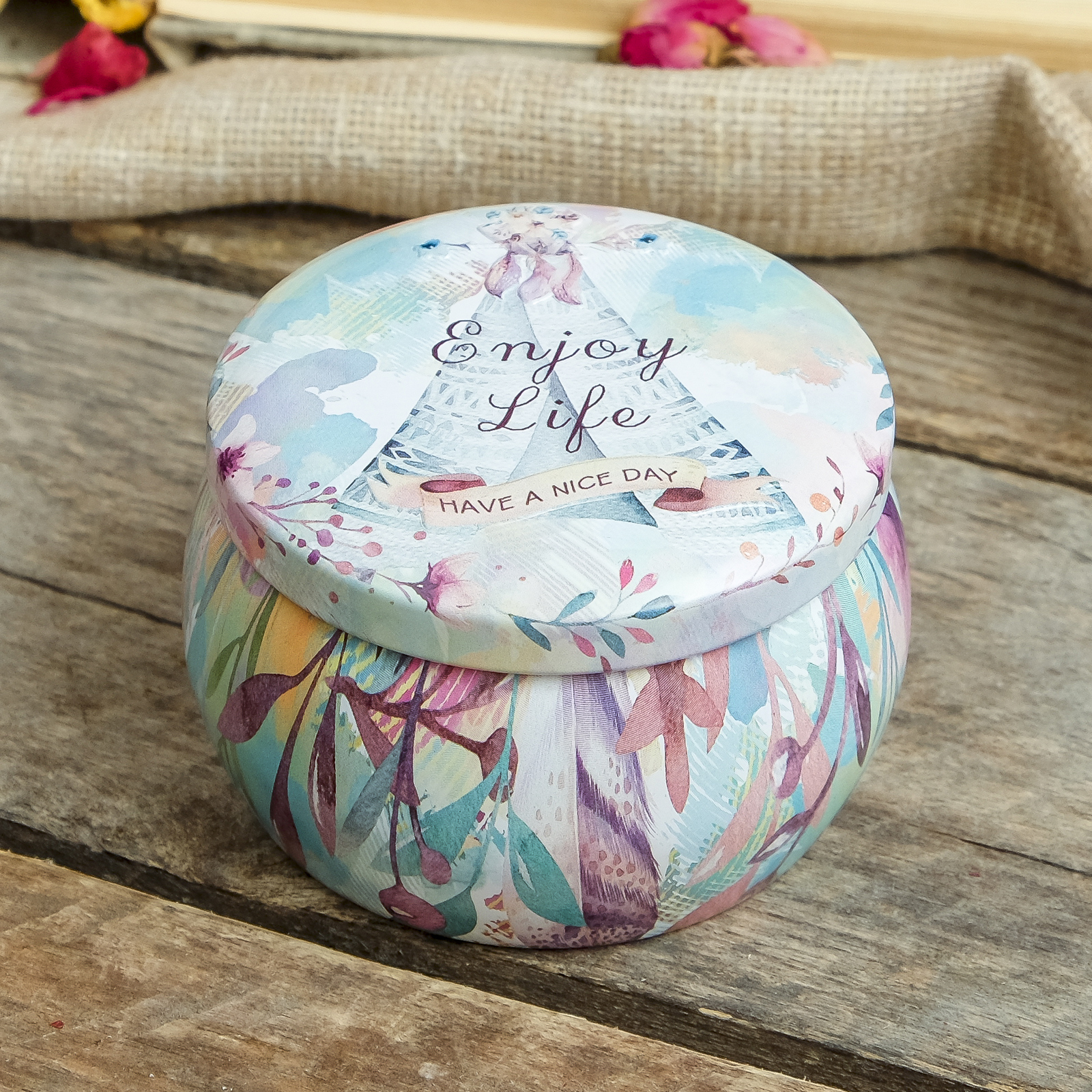 Изображение товара Шкатулка универсальная круг "Весенние мотивы" 5x7x7 см