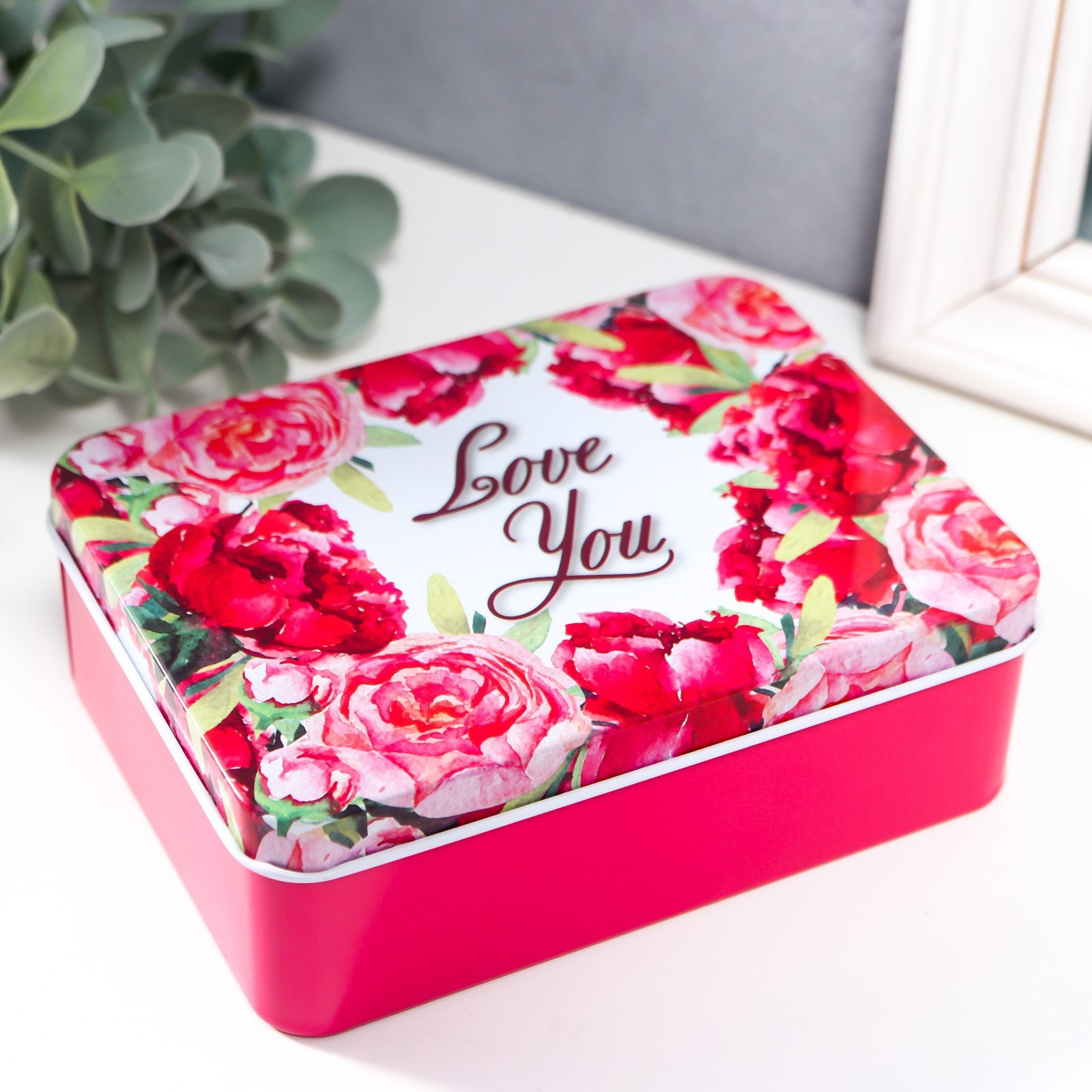 Изображение товара Шкатулка универсальная прямоугольная "Красочные пионы" 4x12.5x9 см