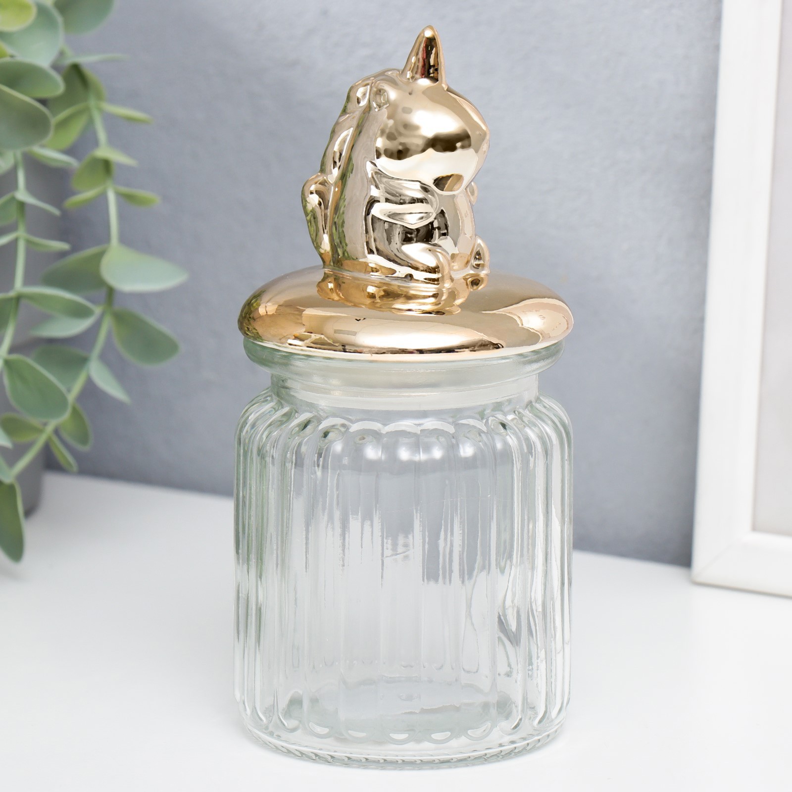 Изображение товара Шкатулка универсальная "Золотой единорог" 14.5x8x8 см