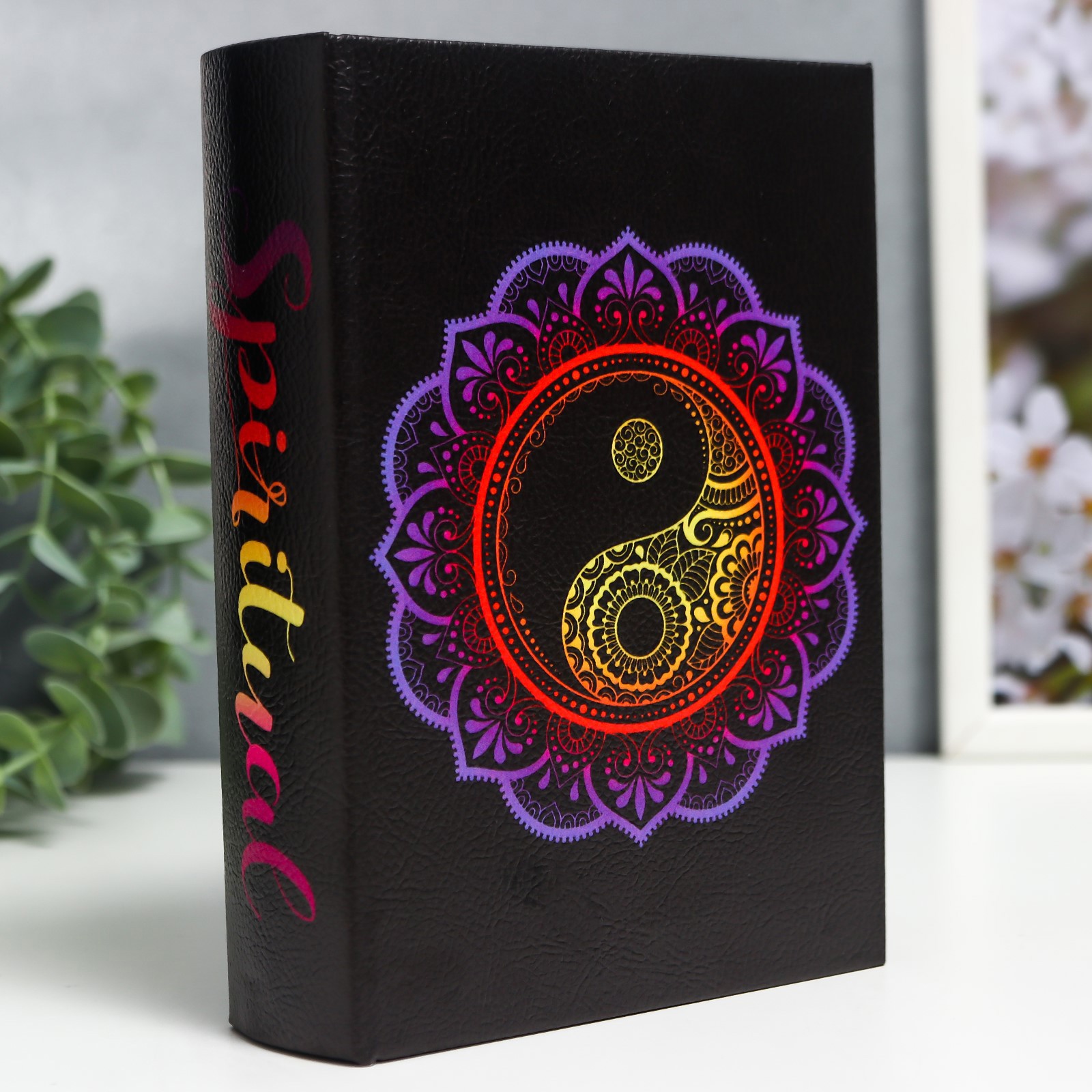 Изображение товара Шкатулка-книга универсальная "Инь-ян в цветке" 18x13x4 см
