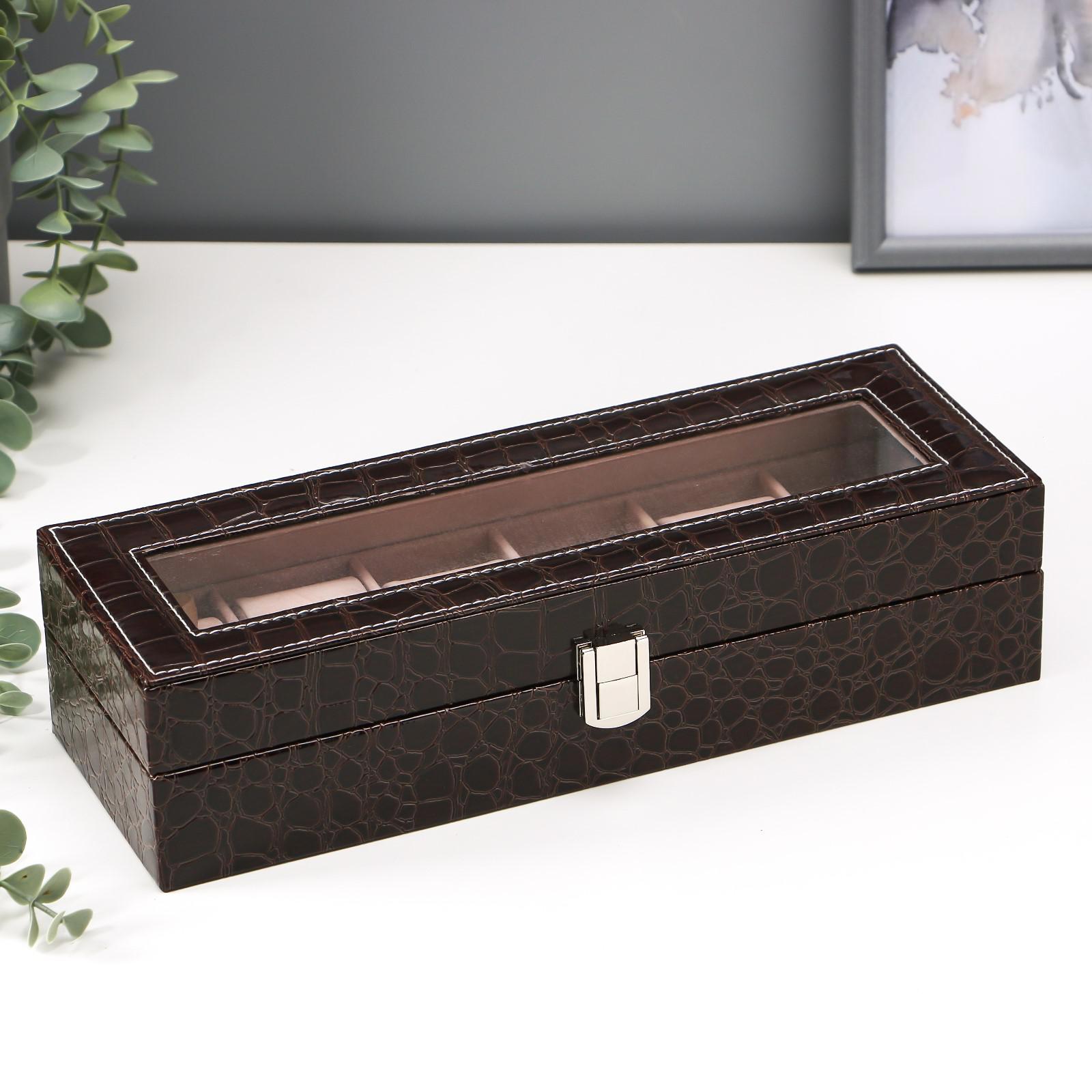 Изображение товара Шкатулка под часы 6 отделений "Шоколад" 9x31x10 см