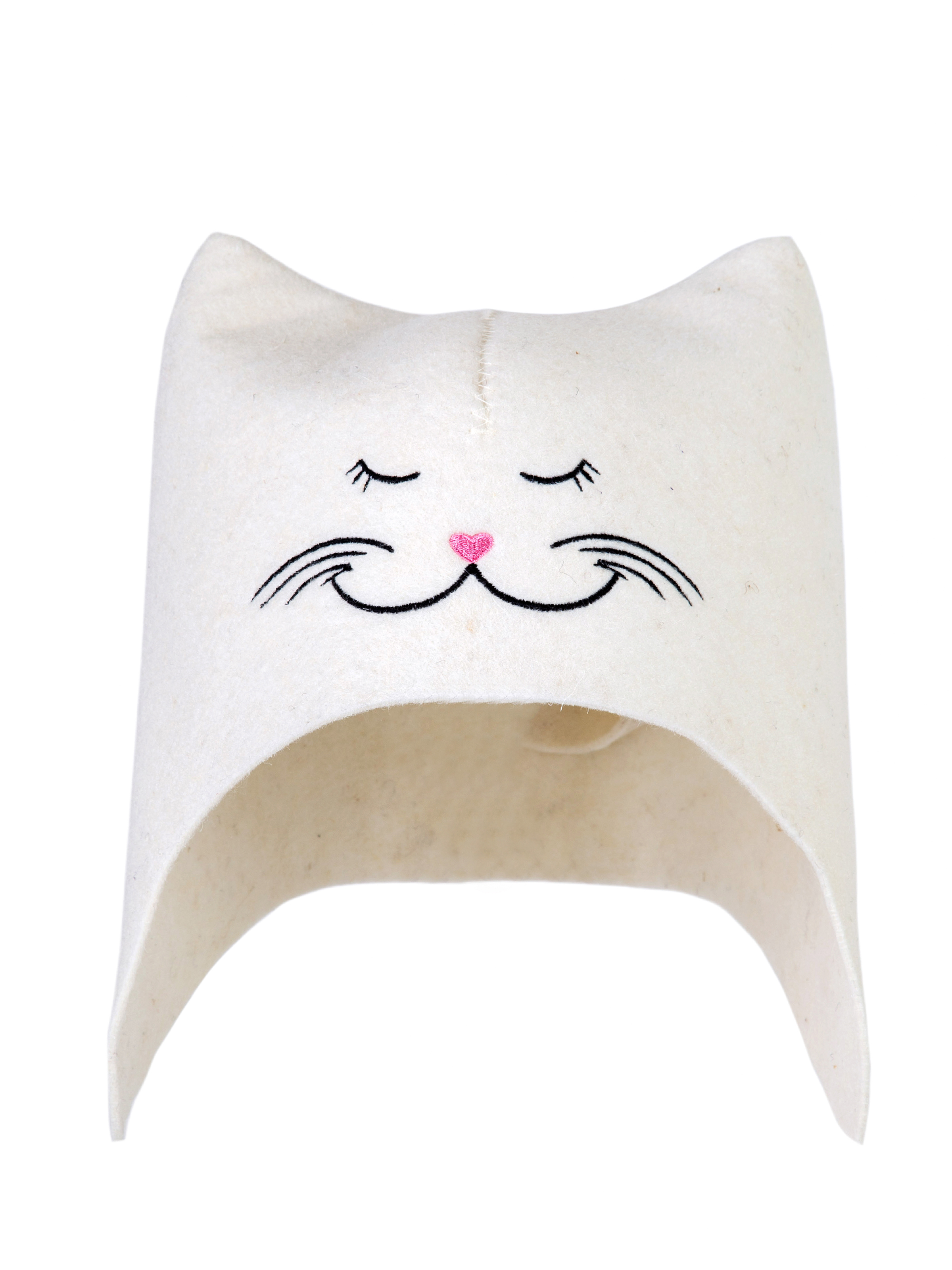 Изображение товара Шапка для бани Невский Банщик Кошечка детская из фетра с вышивкой белая