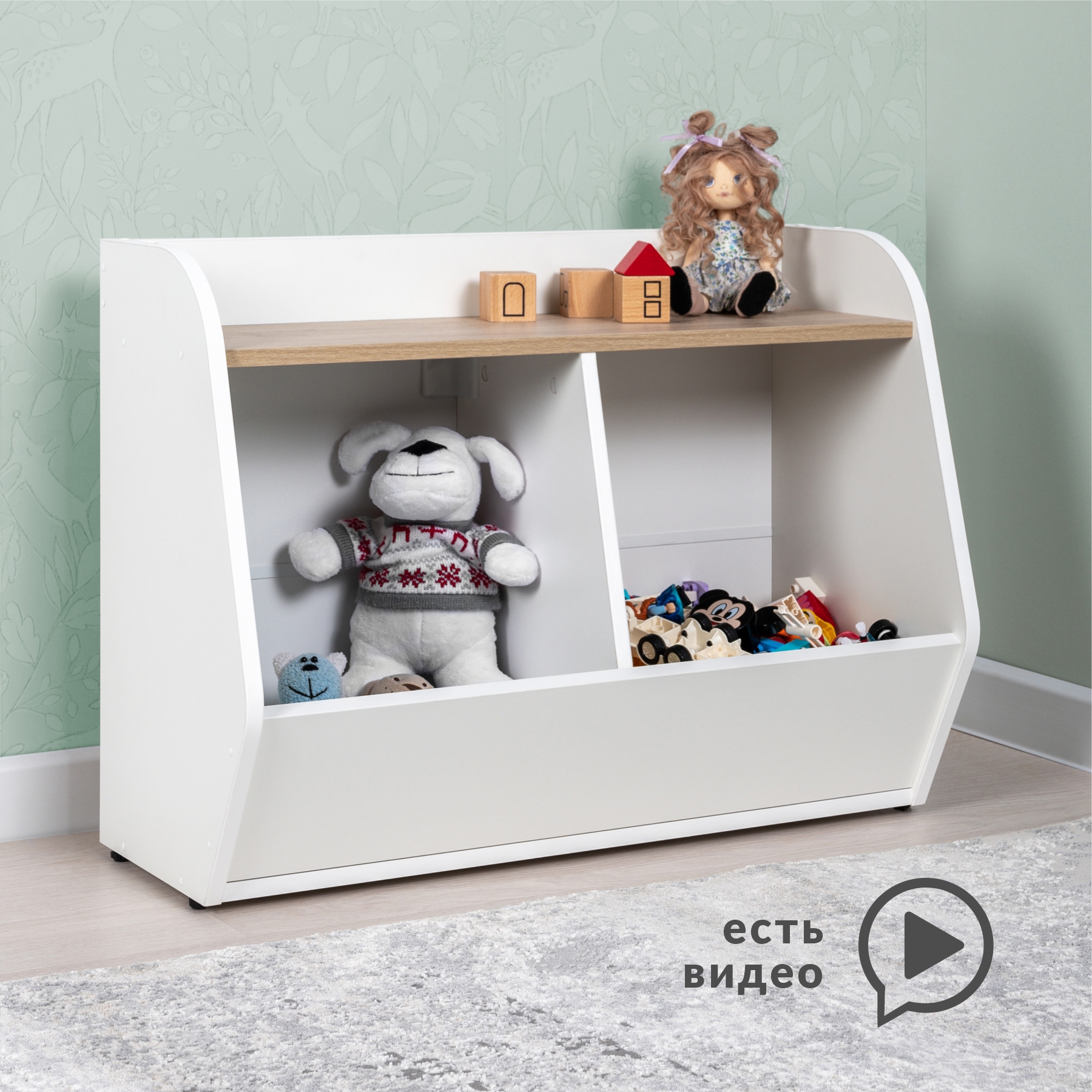 Изображение товара Стеллаж для детской комнаты Моби 75х55.7х32.1 см белый ЛДСП