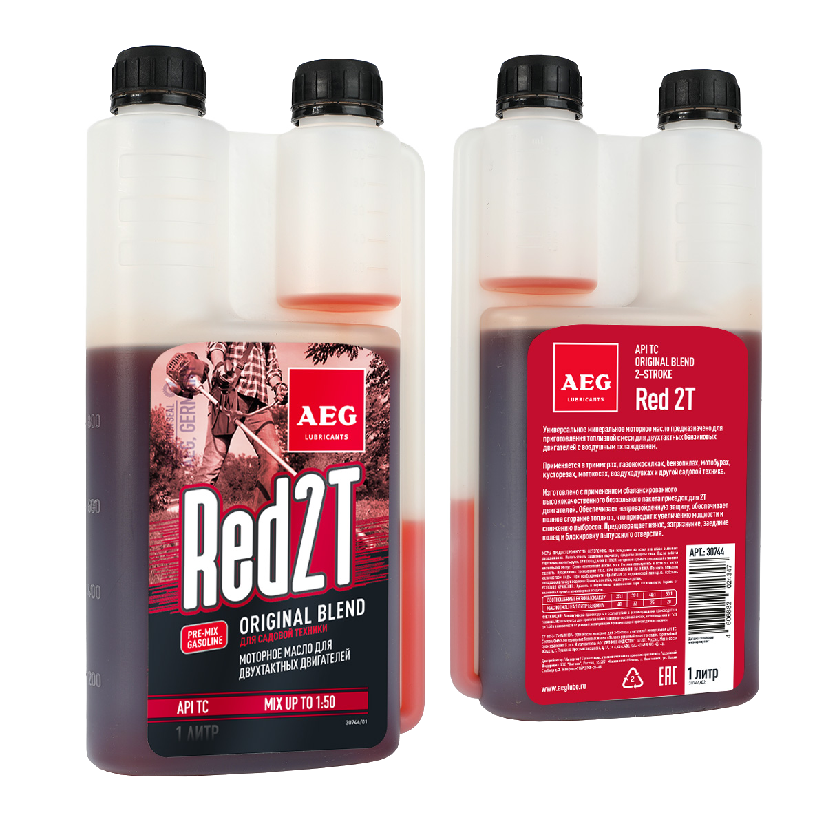 Изображение товара Масло минеральное Aeg RED 30744 2T Motor Oil API TC 2Т 1л для двухтактных двигателей