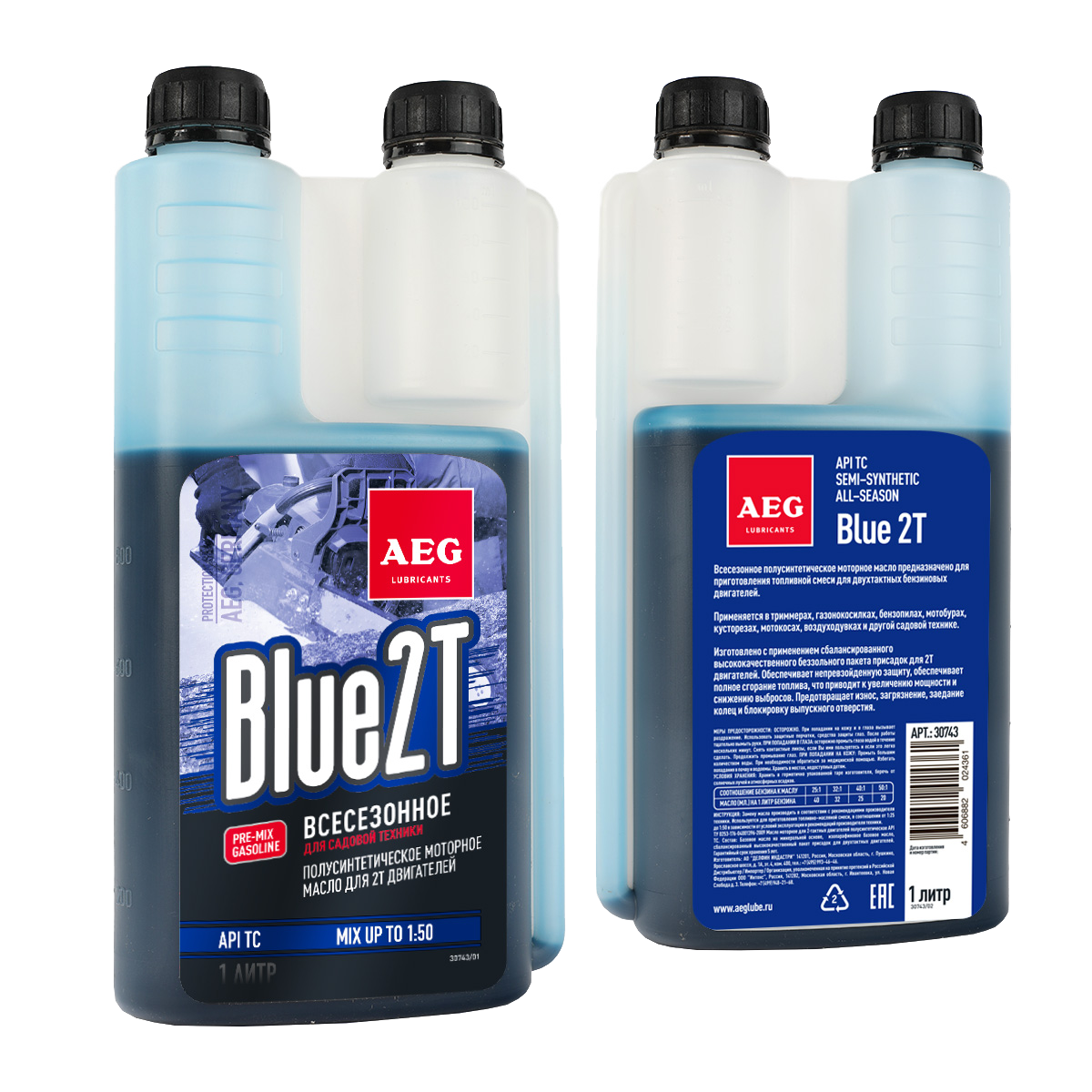 Изображение товара Полусинтетическое моторное масло Aeg Blue 30743 2T 1л