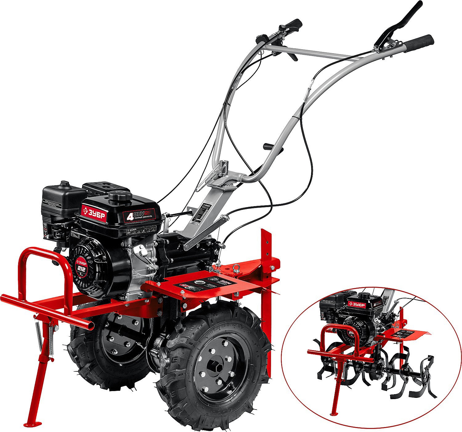 Изображение товара Мотоблок бензиновый Зубр 7 л.с 850 мм МТШ-500 для обработки земли