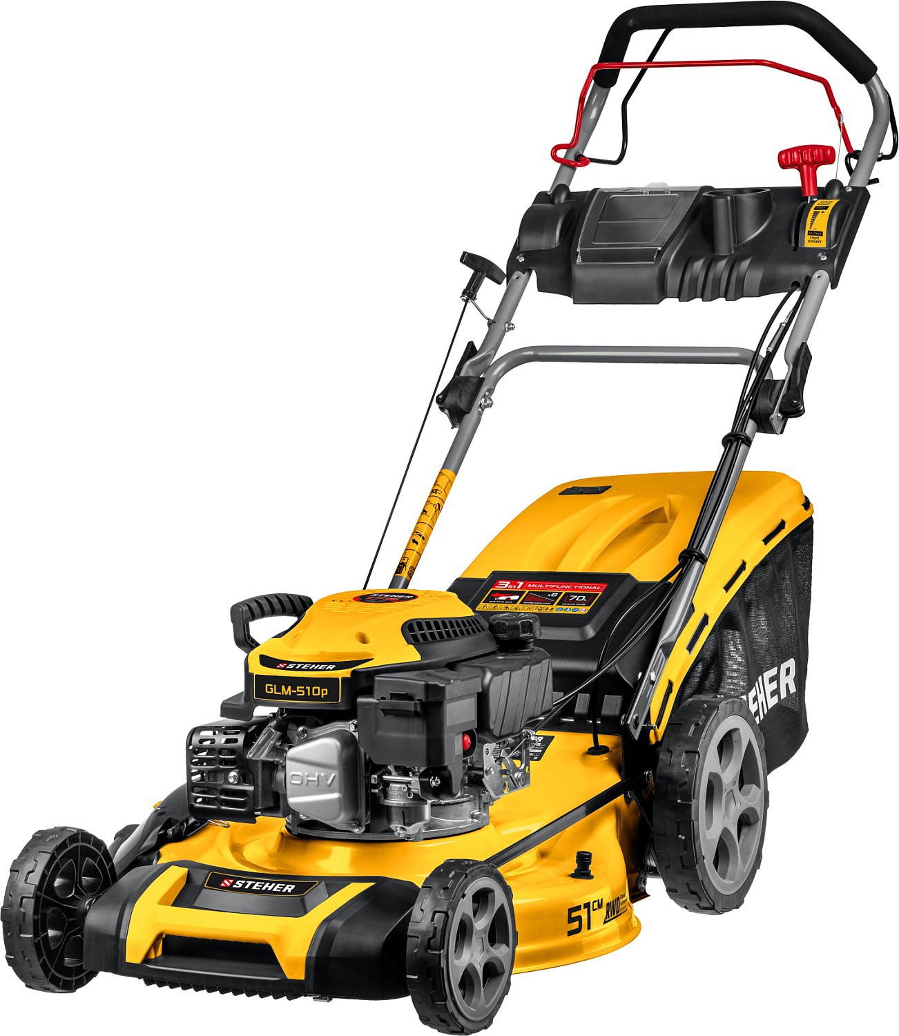 Изображение товара Газонокосилка бензиновая самоходная Steher Glm-510p 6.5 л.с. 51 см