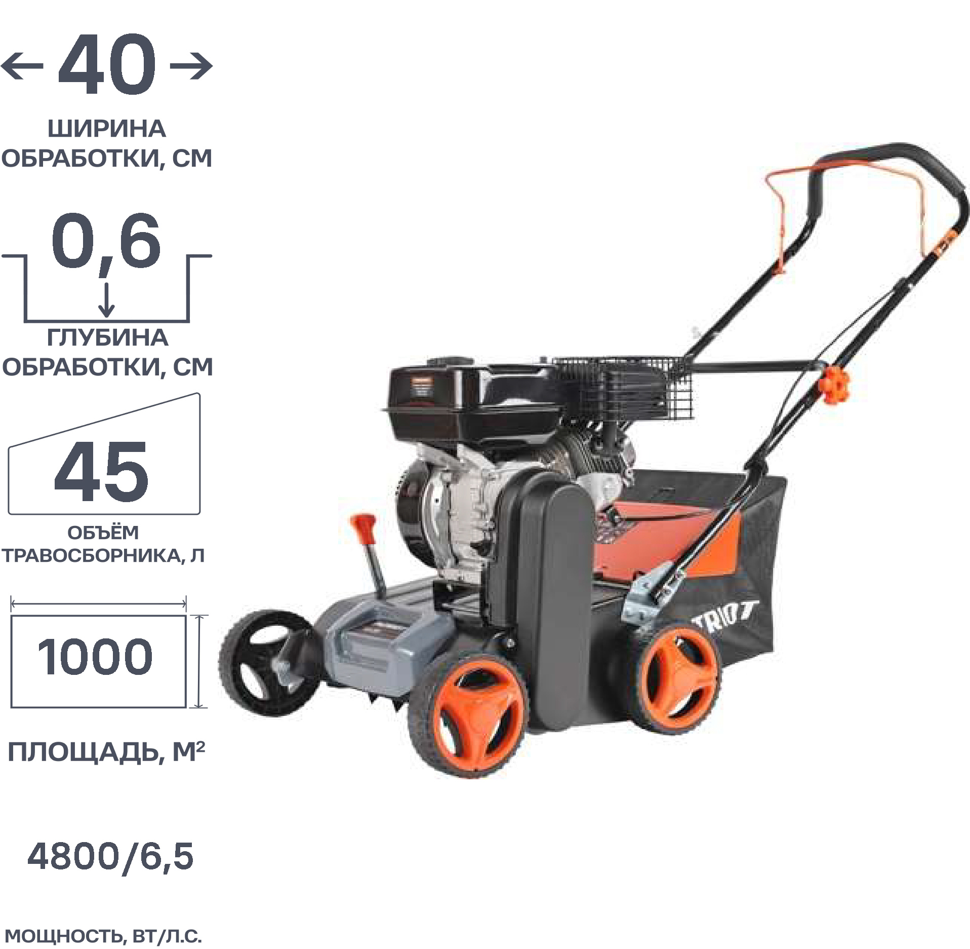 Изображение товара Бензиновый скарификатор Patriot SCG202 6.5 л.с. для ухода за газоном