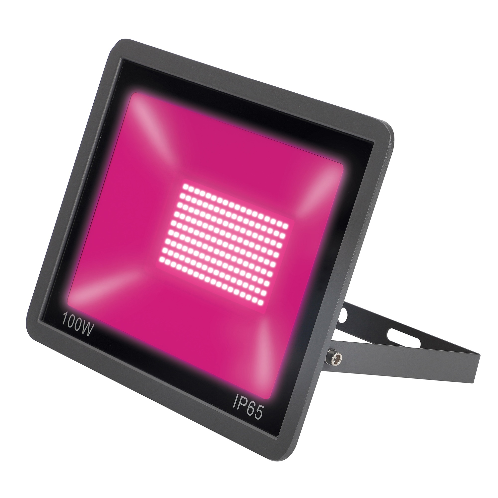 Изображение товара Прожектор для растений светодиодный UNIEL UL-00010385 ULF-P42-100W/SPBR IP65 180-260V BLACK картон 270 мм 100 Вт красно-синего спектра фиолетовый свет