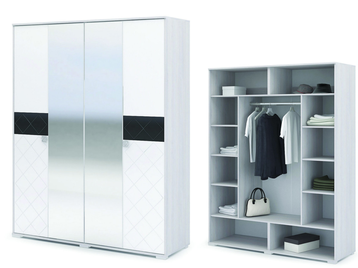 Изображение товара Шкаф распашной Стендмебель 162.6x206x52.5 см МДФ цвет белый глянец