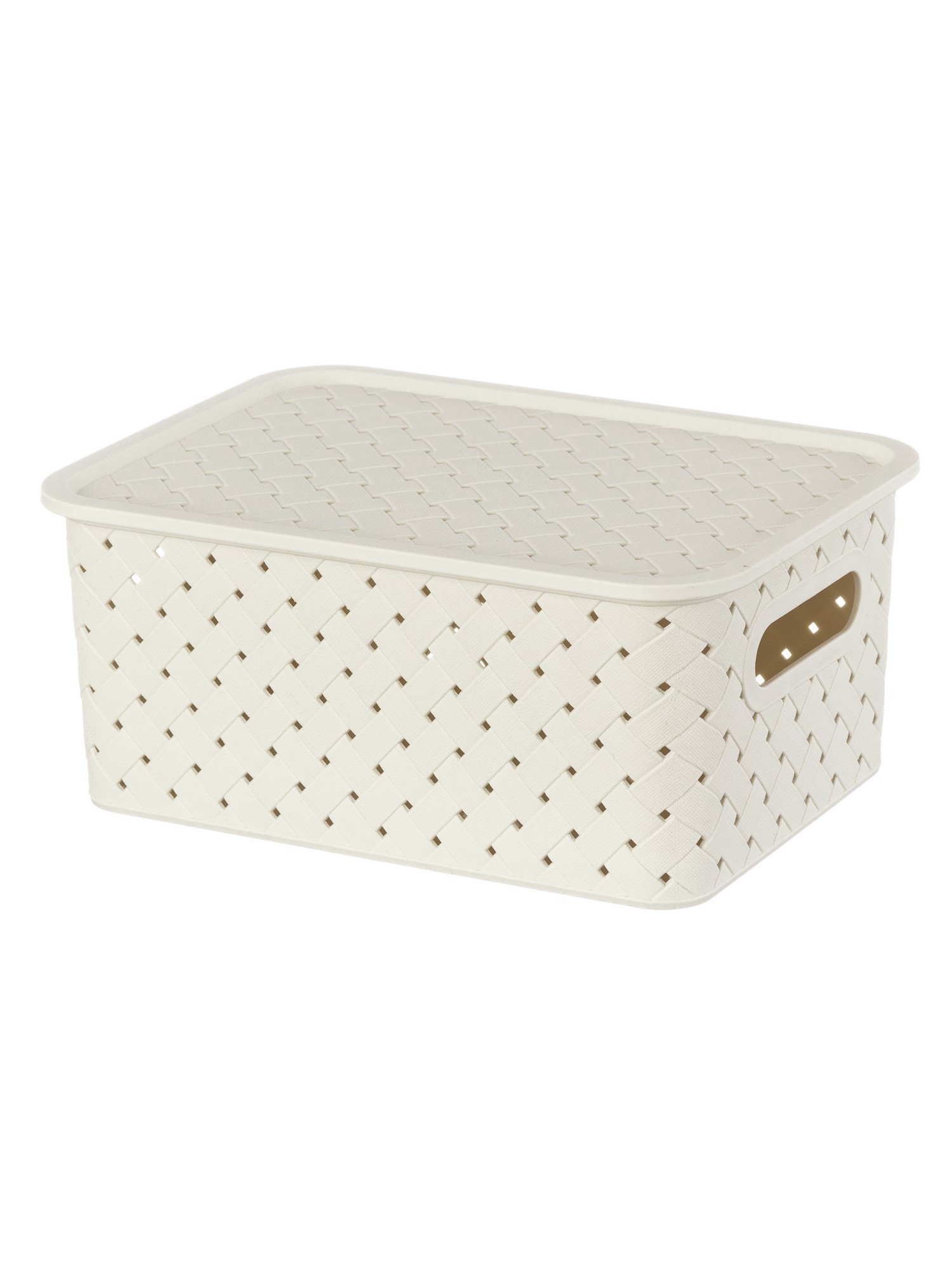 Изображение товара Корзина из полипропилена El Casa 811476 с крышкой 17.3x10.5x23.5 см бежевого цвета