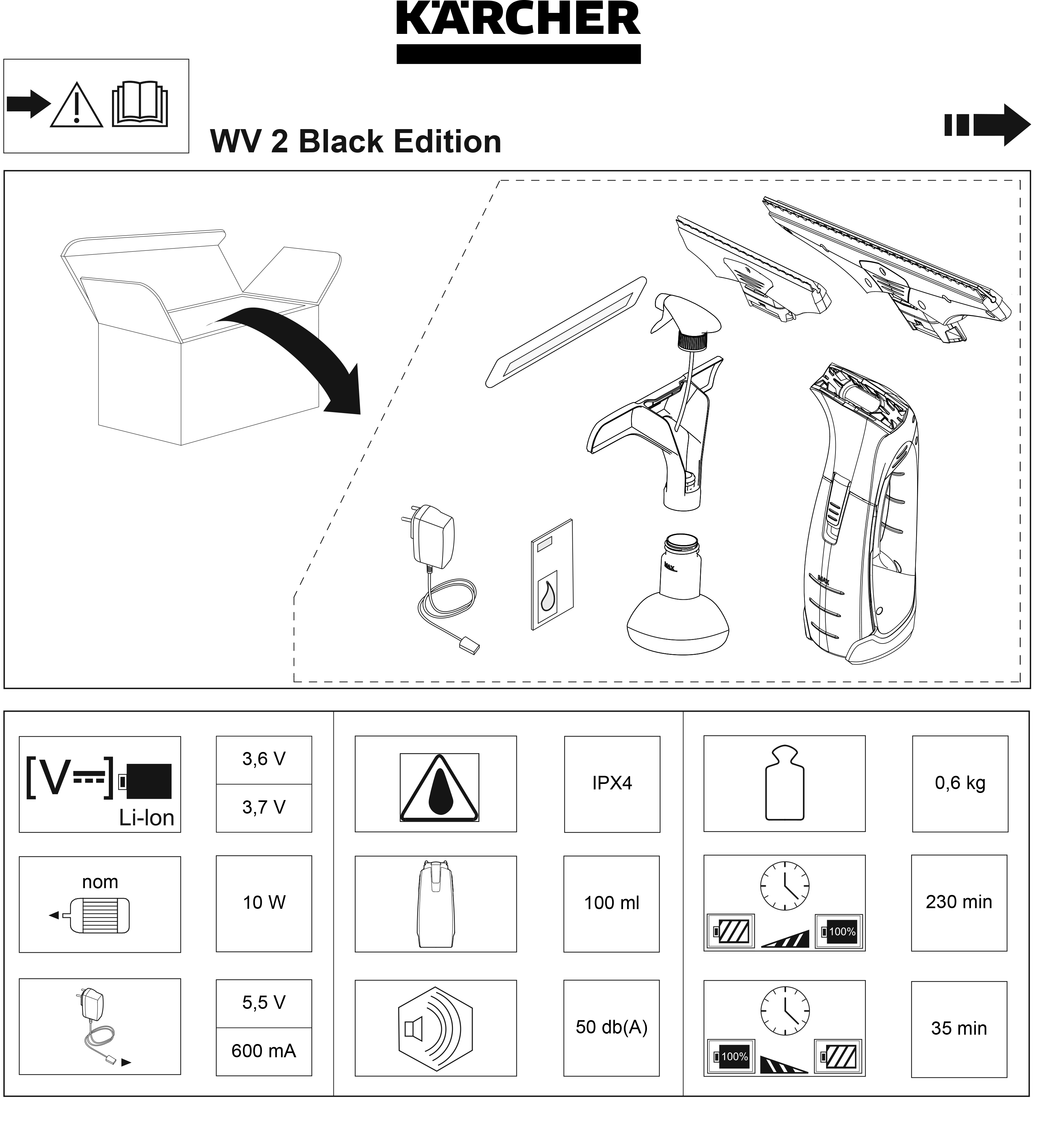 Стеклоочиститель Karcher WV 2 BE 3.6 В ширина резиновой щетки 28 см - 14