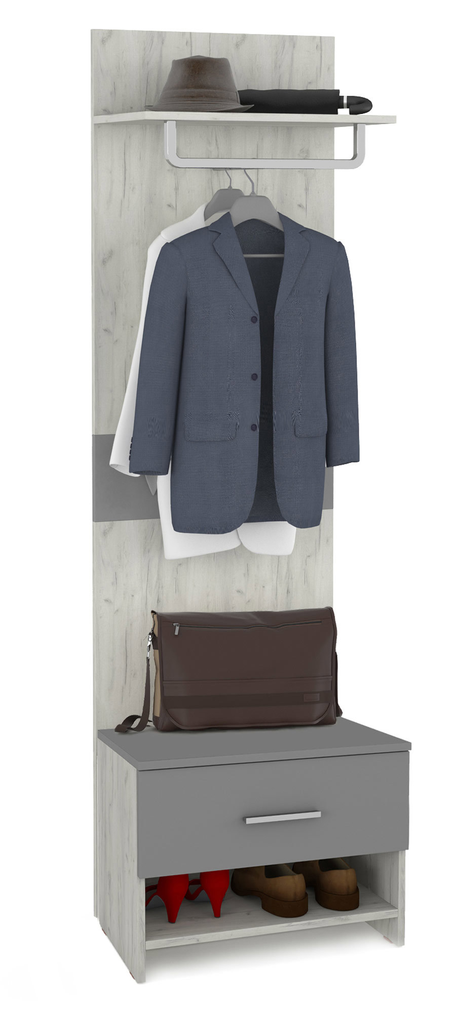 Изображение товара Вешалка для одежды Моби с тумбой 55x191 см для прихожей