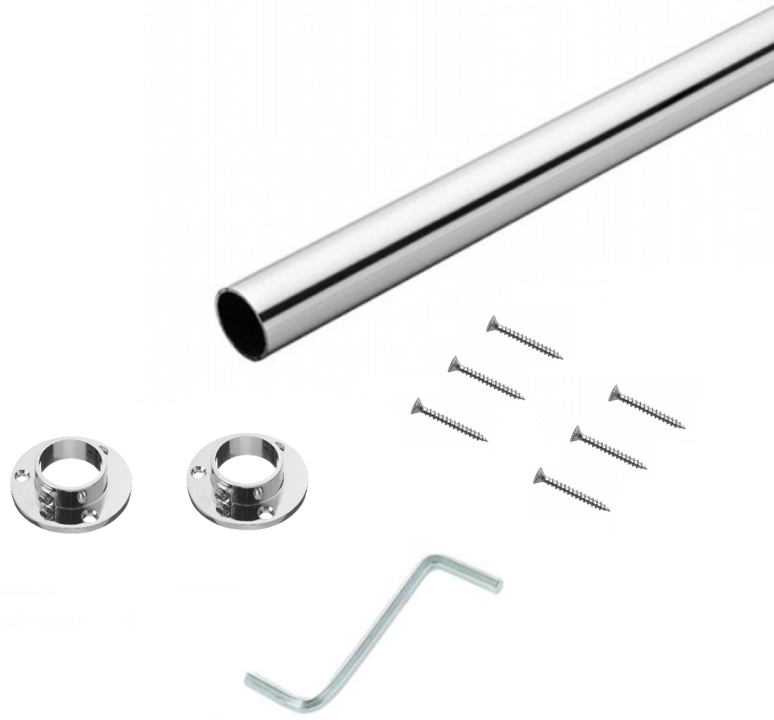 Изображение товара Штанга для вешалок GTV 18722 1200 мм для шкафа крепление фланцы и шурупы