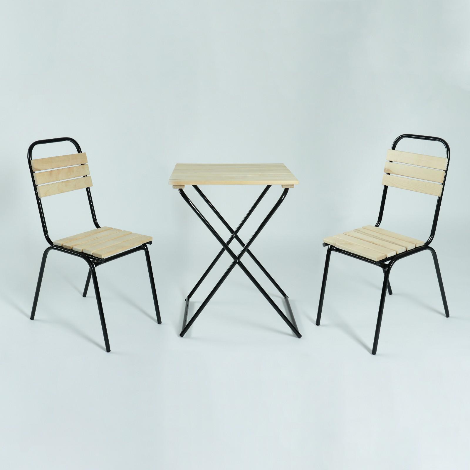 Изображение товара Садовая мебель для отдыха New Victoria стол и 2 стула бежевый металлический комплект