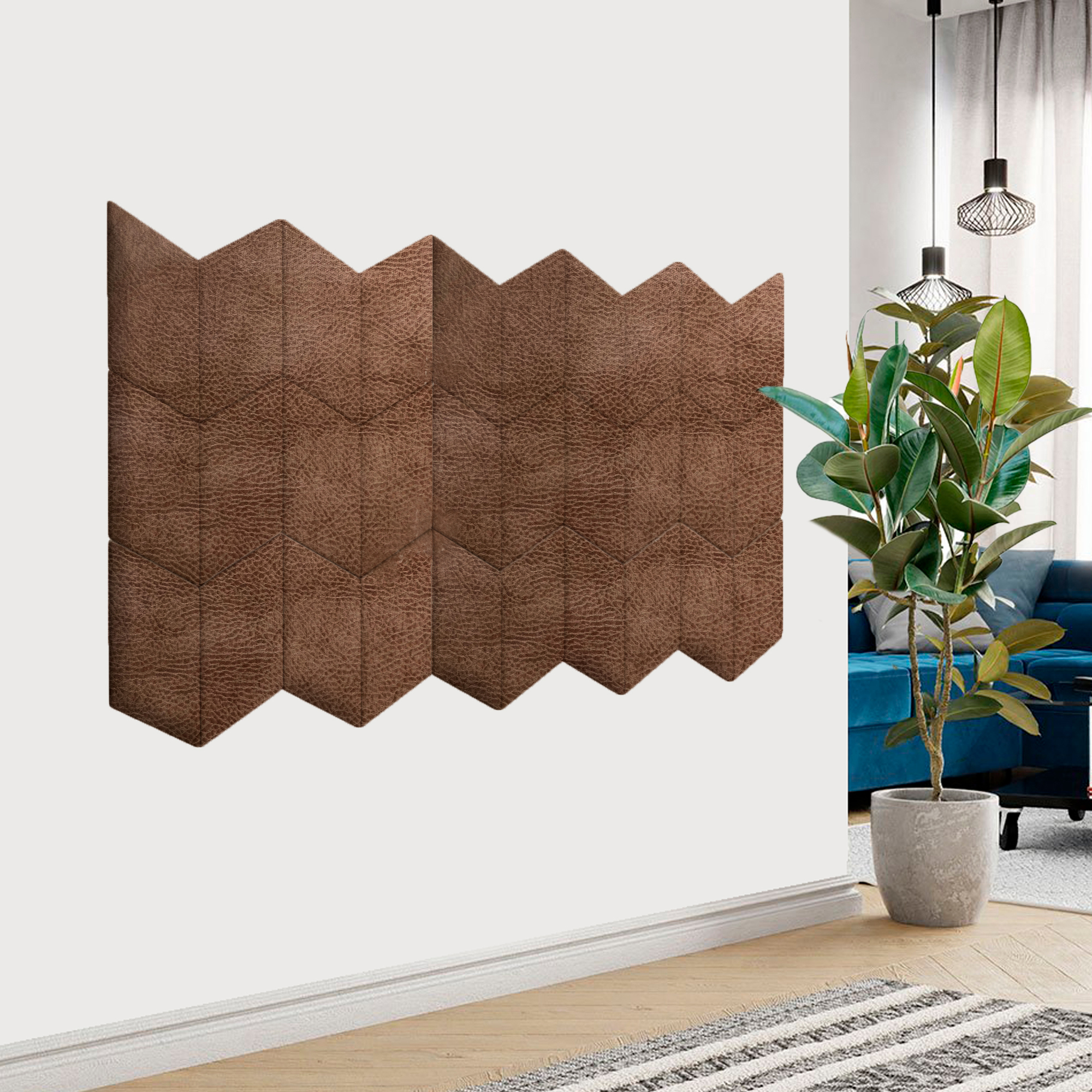 Изображение товара Комплект мягких панелей Tartilla параллелограмм эко кожа цвет мокко 450х300х29мм 2шт