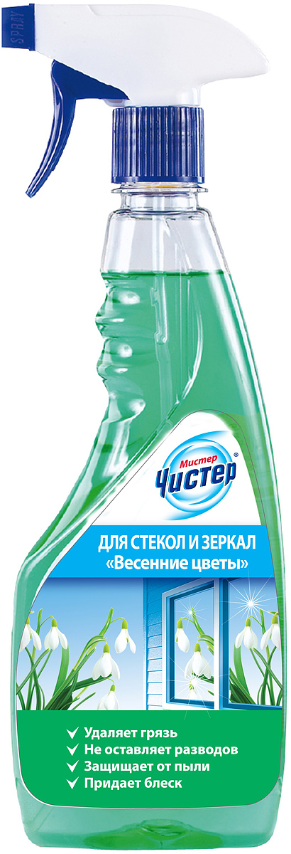 Изображение товара Средство для мытья окон и зеркал Мистер Чистер Цветы 0.5 л Изображение товара Средство для мытья окон и зеркал Мистер Чистер Цветы 0.5 л