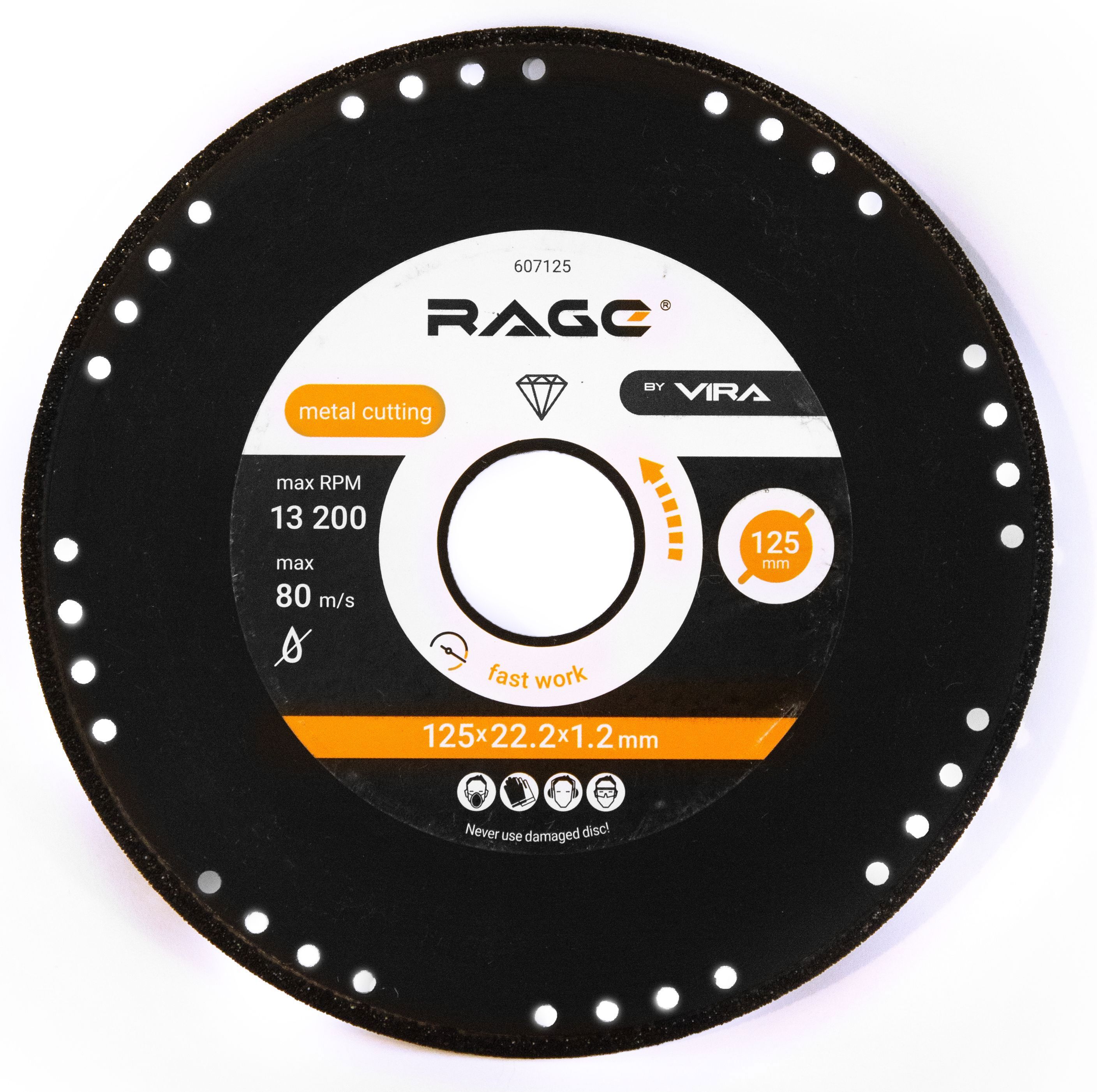 Изображение товара Диск алмазный по металлу Rage 607125 125x22.2x1.2 мм для резки металлов
