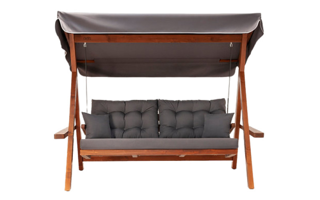 Изображение товара Качели садовые Aida swings Lyon 3-местные стальные серые