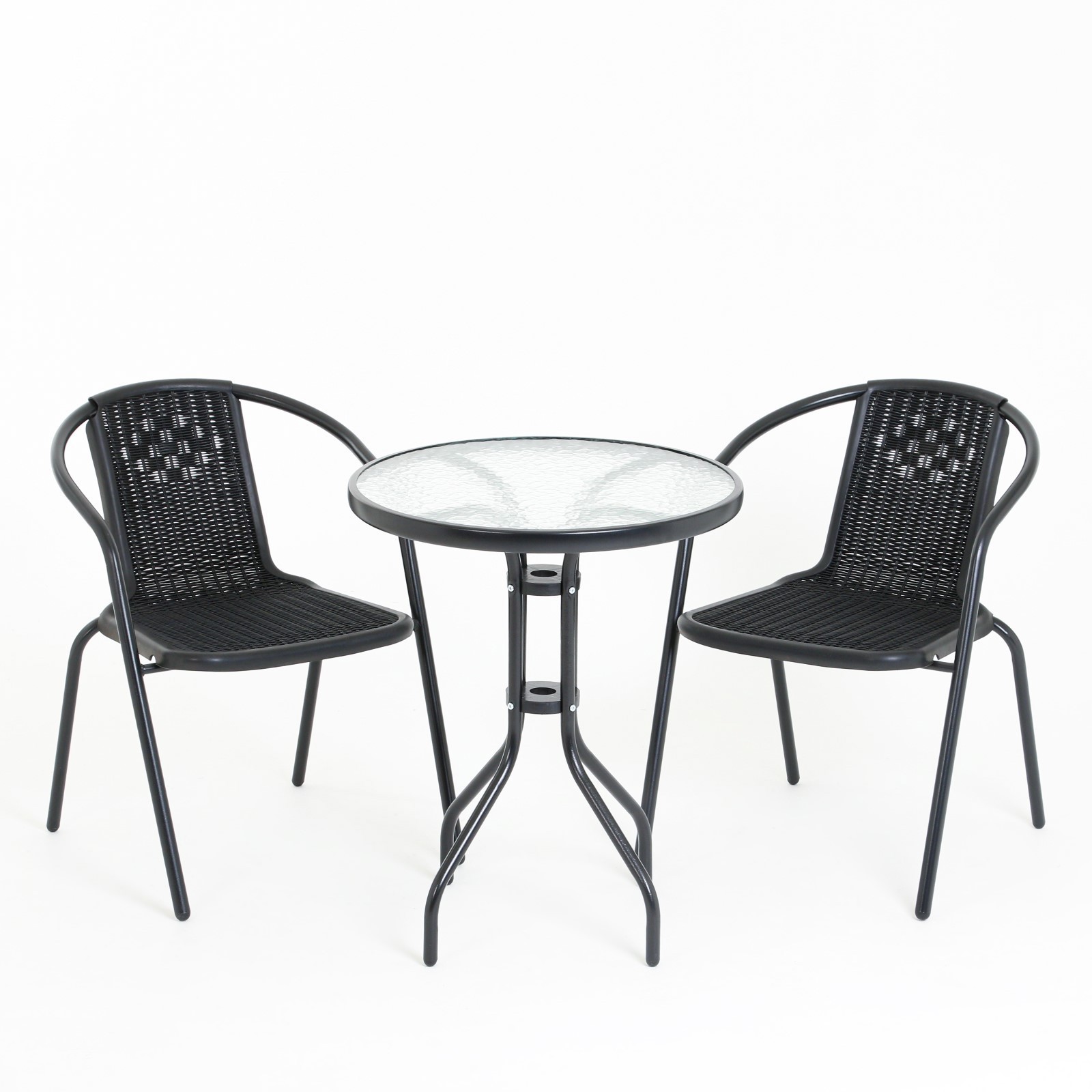 Изображение товара Набор садовой мебели из пластика для отдыха стол и 2 кресла черный