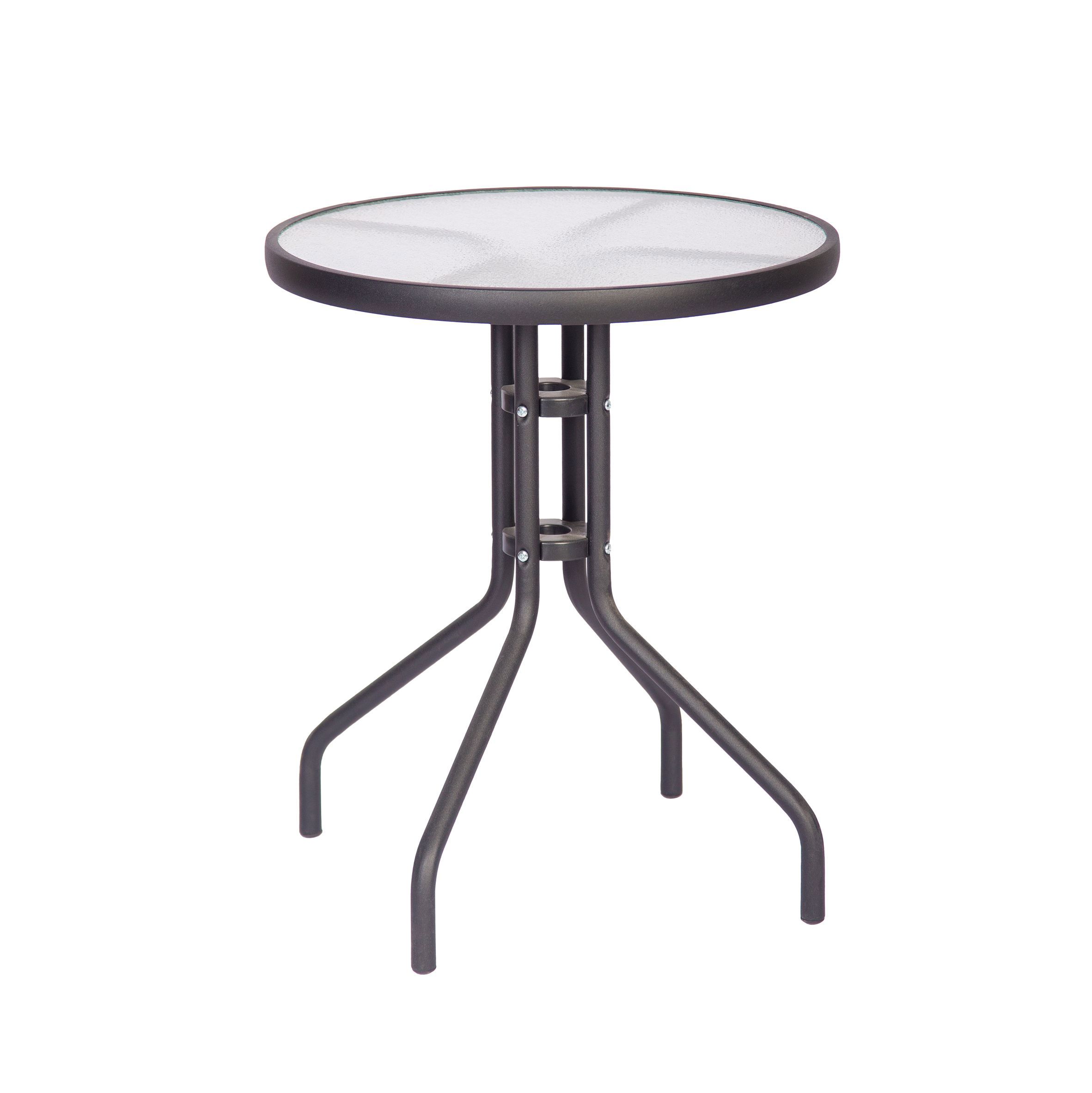 Изображение товара Нераздвижной садовый круглый стол из стали и стекла 60 см BISTRO