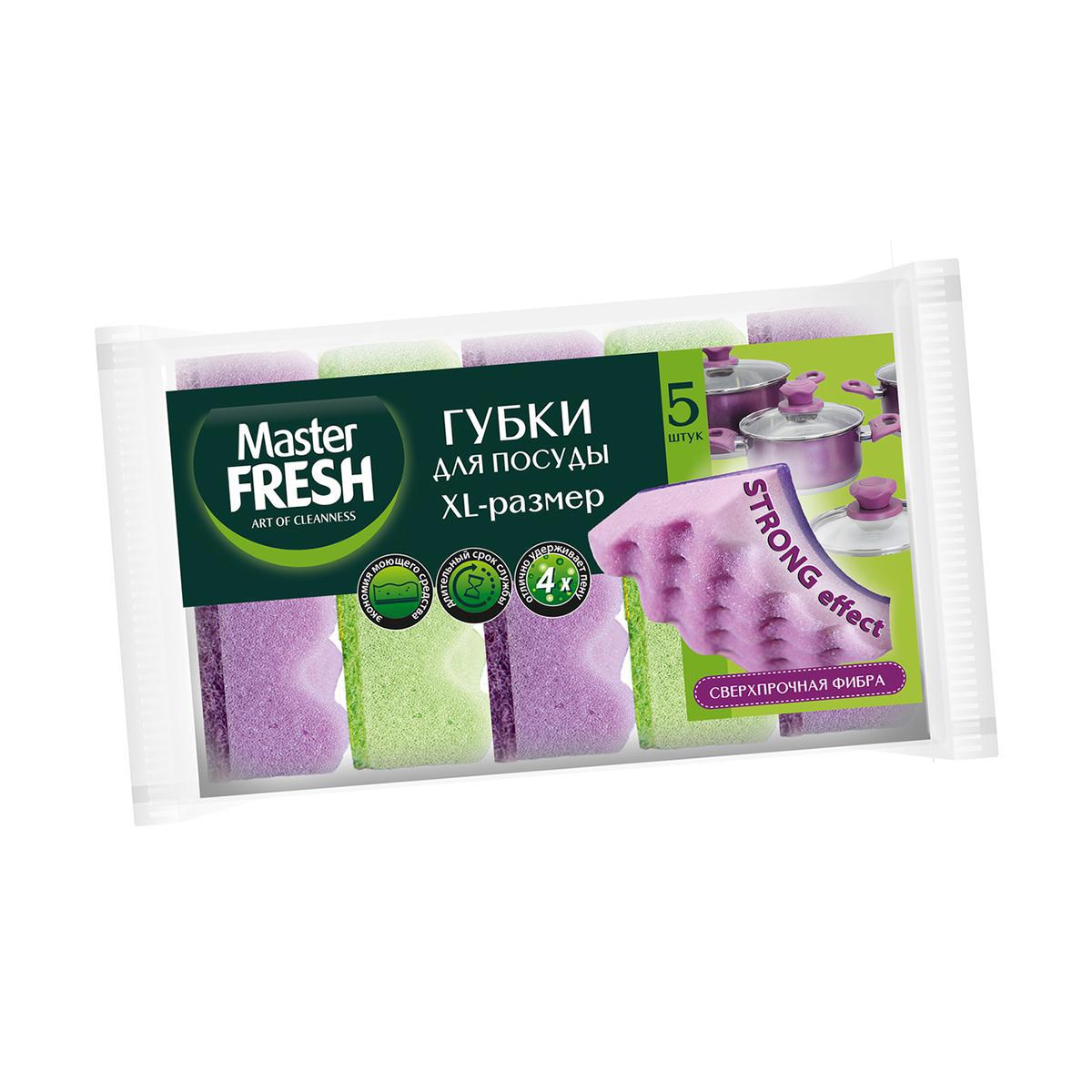 Изображение товара Губки для посуды Master FRESH Strong Effect 5 шт