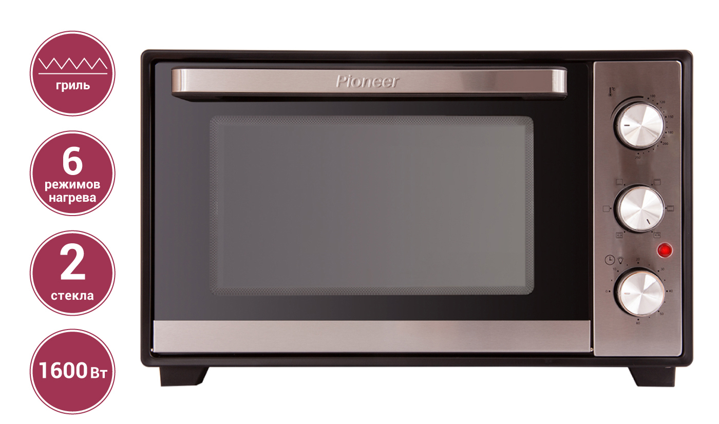 Изображение товара Электропечь 30 л 50x31.2x29.8 см Pioneer цвет серебряный