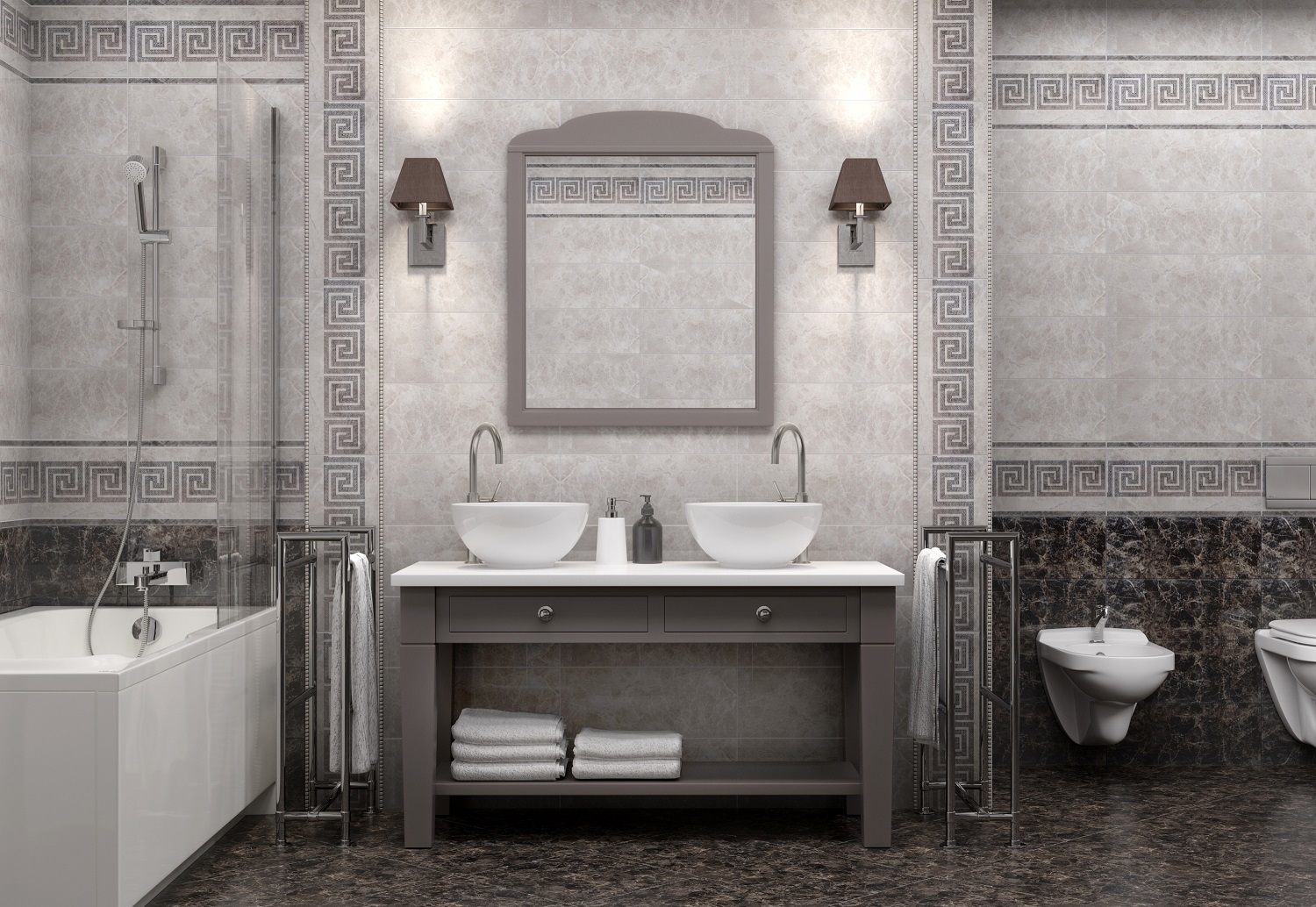 Изображение товара Керамическая плитка Keramin 20x50 см серого цвета для стен внутренняя отделка