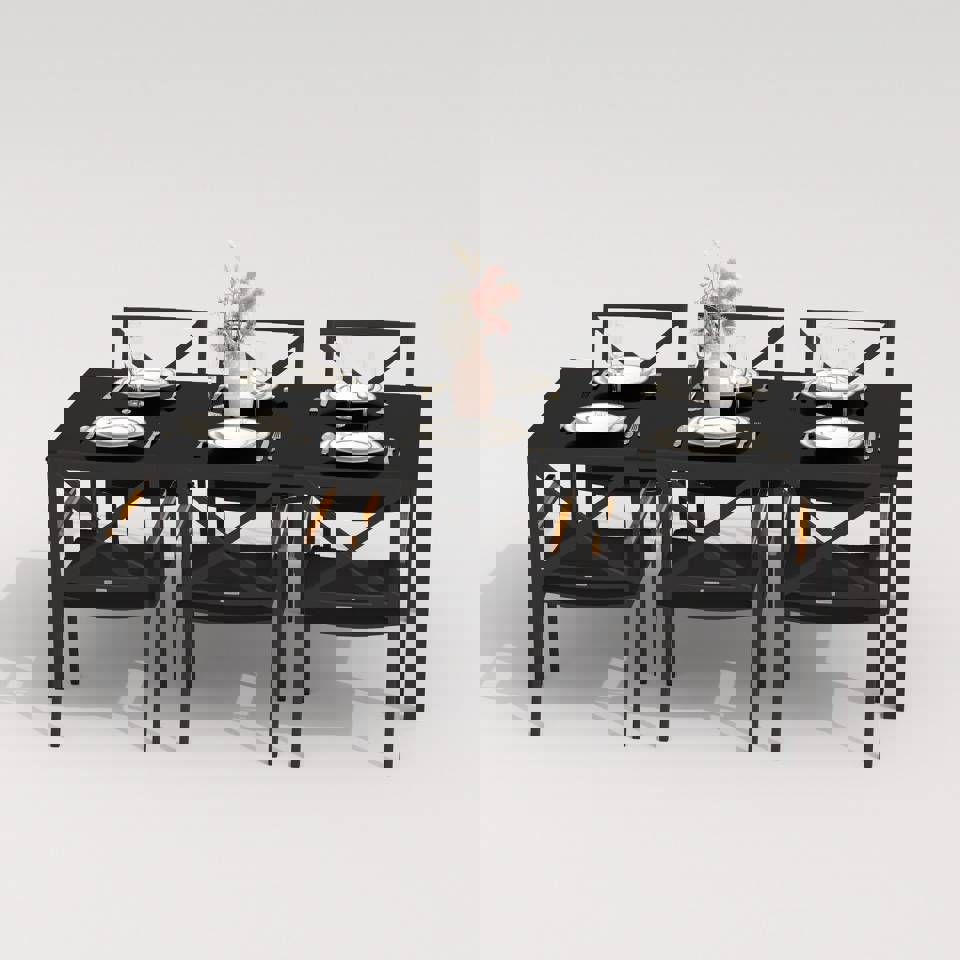 Изображение товара Обеденная садовая мебель Ideal patio Cana Festa 200 Black с 6 стульями и столом из стекла