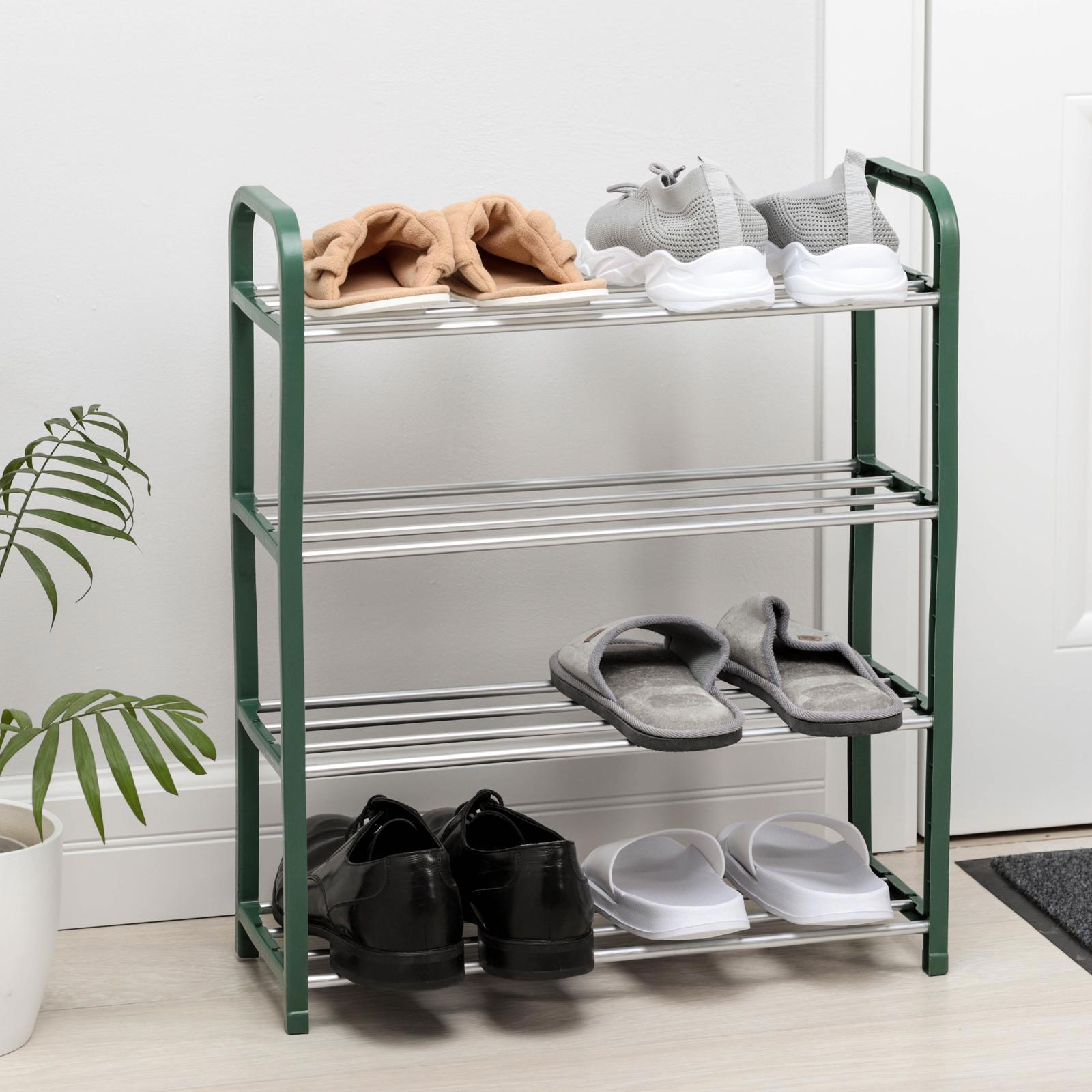 Изображение товара Полка для обуви Доляна 50x60x19 см 4 полки металл цвет зеленый