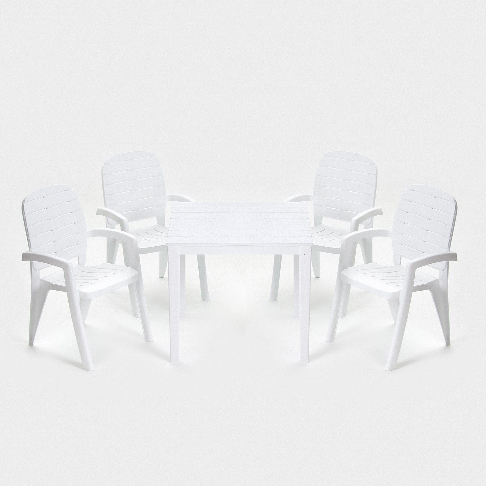 Изображение товара Комплект садовой мебели стол и 4 кресла из пластика белый Элластик-Пласт 9605977