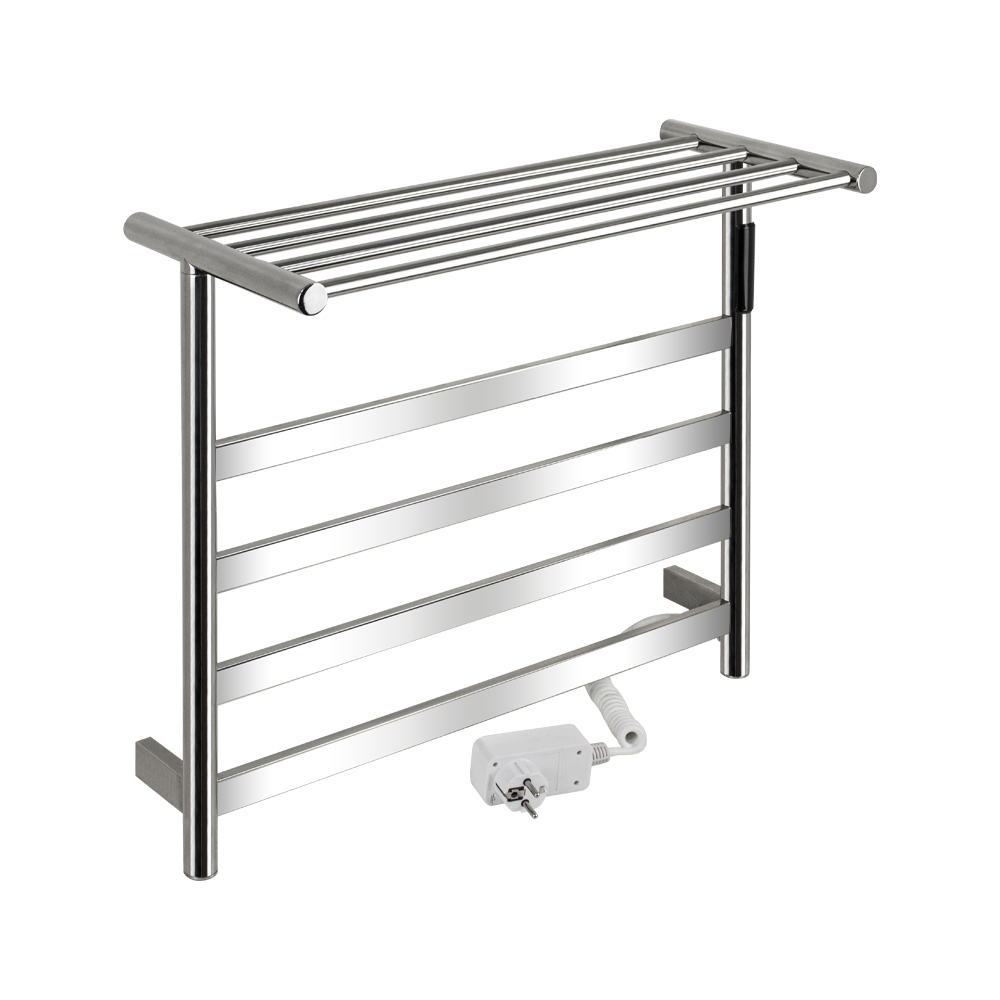 Изображение товара Электрический полотенцесушитель Kraftte 573x510 мм 75 Вт с терморегулятором и полкой хром