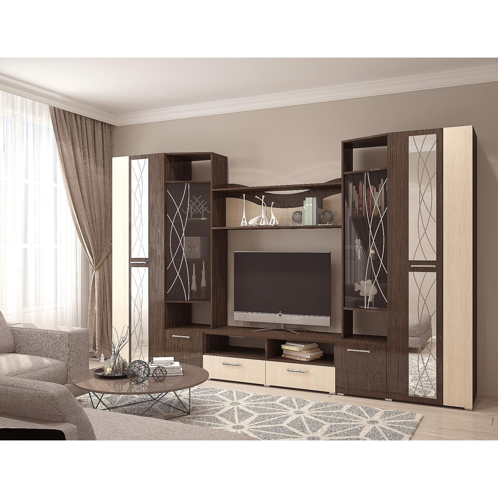 Изображение товара Шкаф под телевизор КЛИК МЕБЕЛЬ Гамма 3200x466x2024 мм, Венге/Дуб