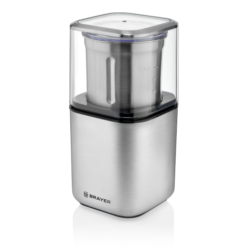 Изображение товара Электрическая кофемолка Brayer BR1180 200 Вт серебристая компактная измельчитель зерен