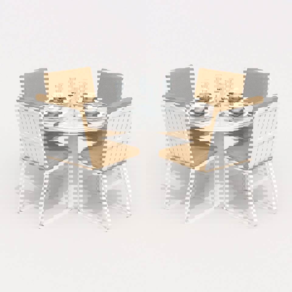 Изображение товара Садовая мебель для отдыха Ideal patio Outdoor style DIVA GIRA beige алюМиний белый:стол, 4 кресла